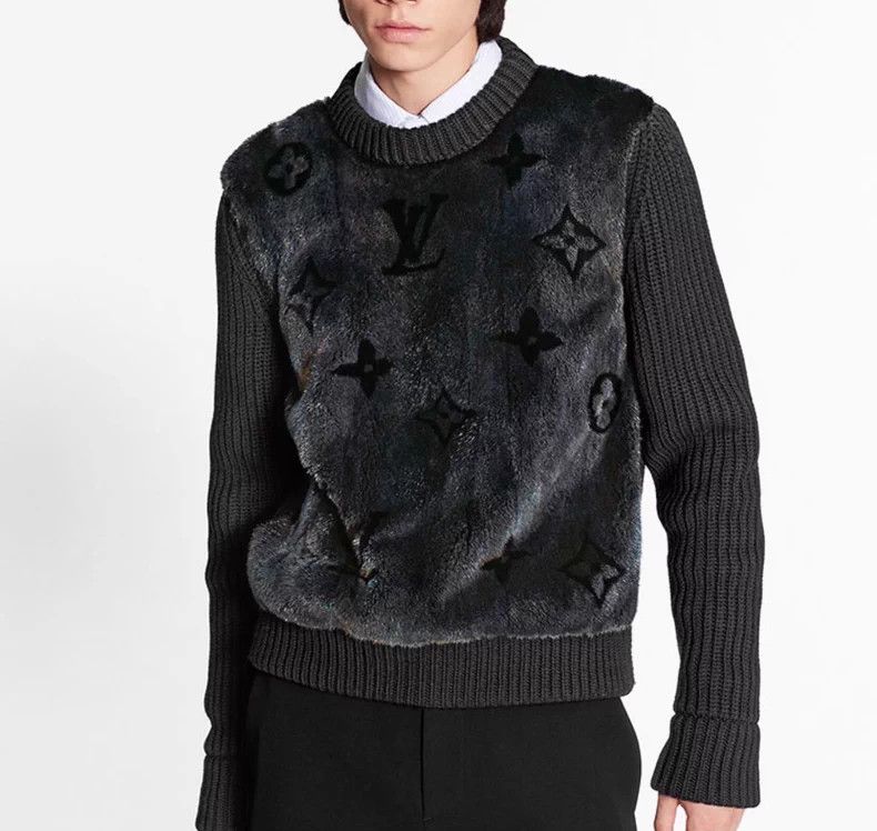 Louis Vuitton Louis Vuitton Dark print mink patchwork sweater Size US L / EU 52-54 / 3 - 2 Thumbnail