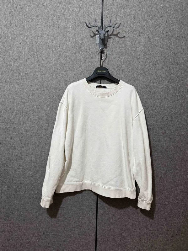 Louis Vuitton Louis Vuitton White Cotton Logo Embroidered Sweatshirt 0089 Size US L / EU 52-54 / 3 - 1 Thumbnail