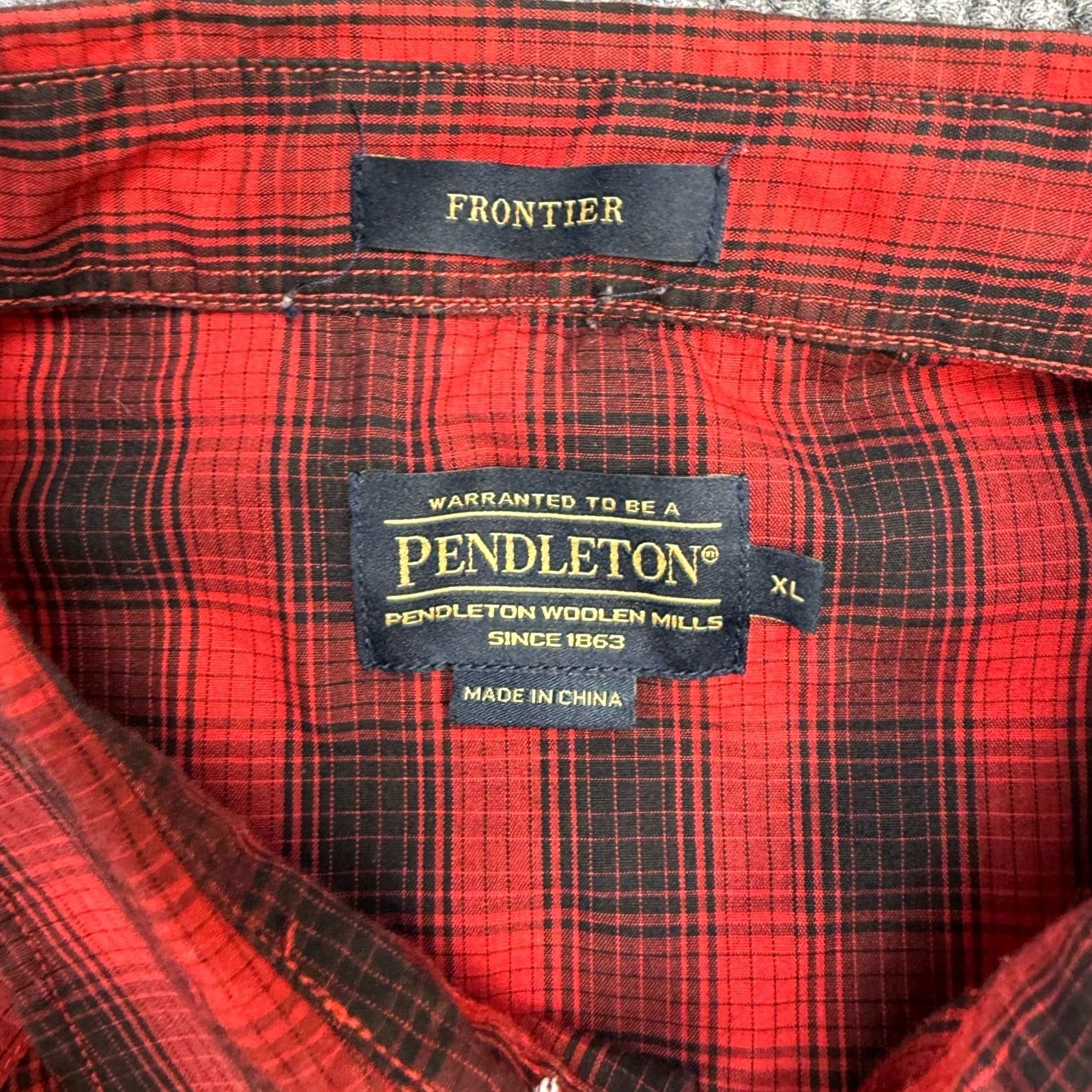 Pendleton Pendleton Shirt Mens XL Red Black Buffalo Plaid Frontier Pearl Snap Western Size US XL / EU 56 / 4 - 5 Thumbnail
