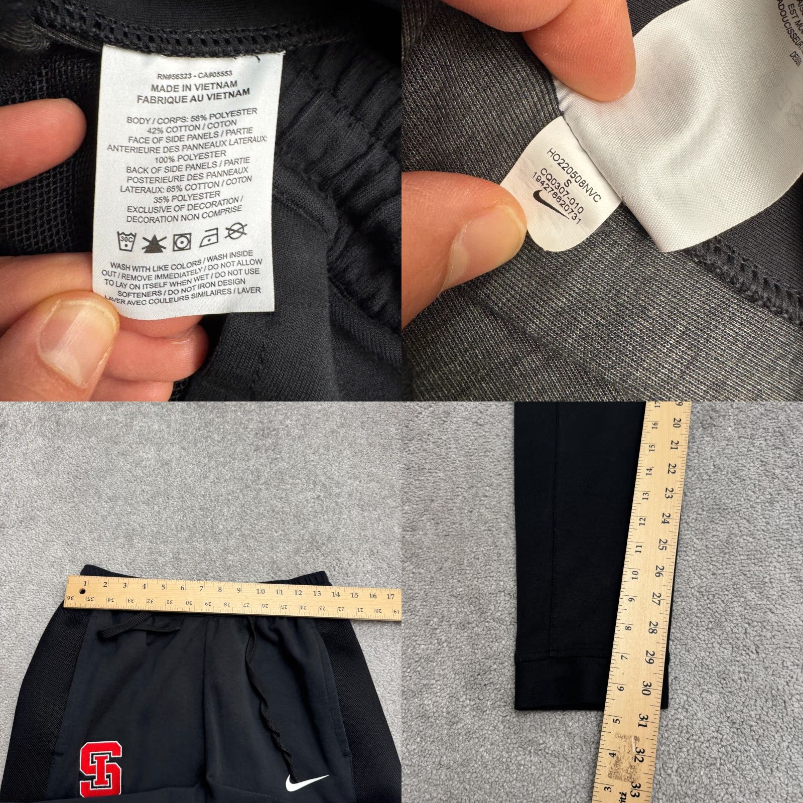 Nike Nike Dri-Fit Jogger Sweatpants Mens Small Black SI Logo Zip Pockets Activewear Size US 29 - 9 Thumbnail