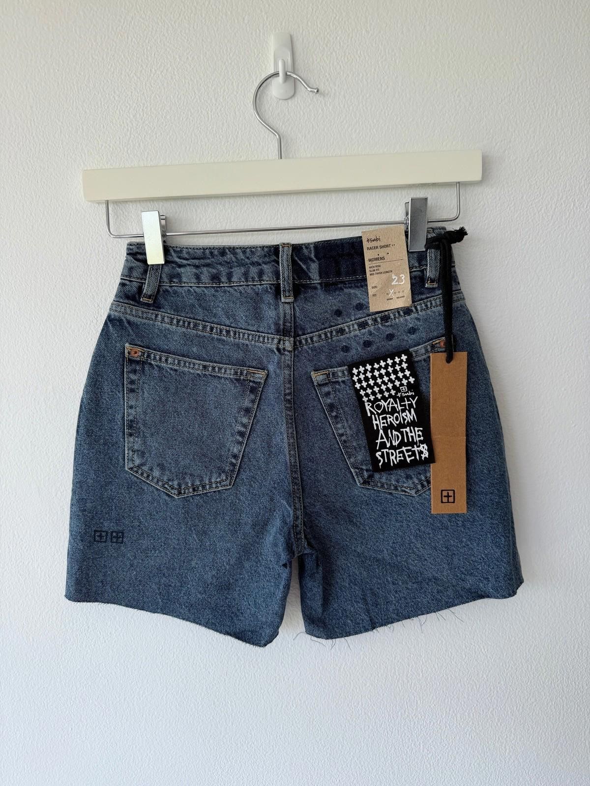 Ksubi new ksubi womens denim racer shorts bluebell split 23 5 Size 23" - 1 Thumbnail