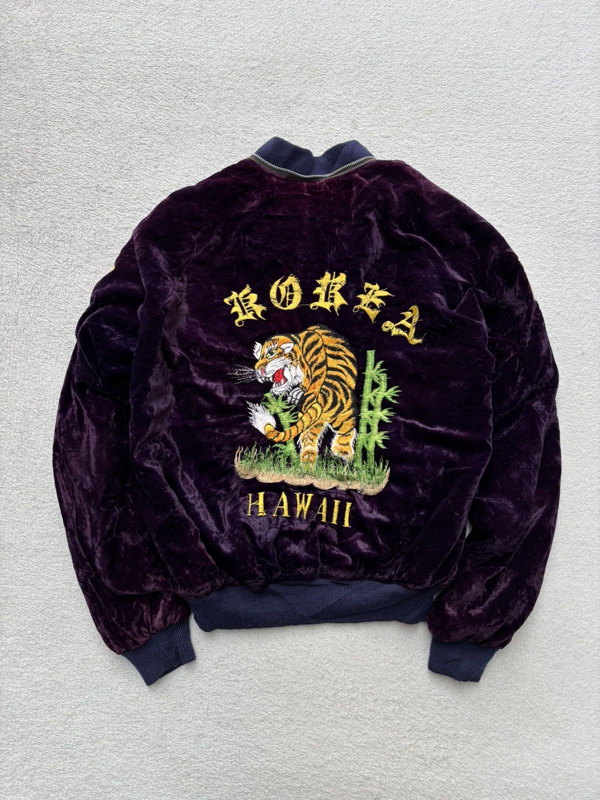 Vintage 1970s Korea Sukajan Velvet Bomber Jacket Size US M / EU 48-50 / 2 - 1 Thumbnail