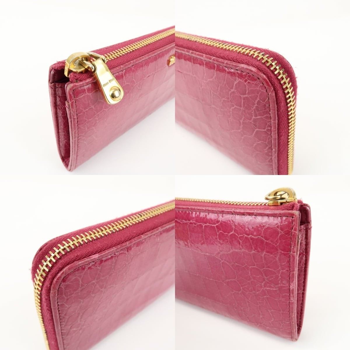 Miu Miu Miu Miu Logo Embossed Leather Zippy Long Wallet Pink Size ONE SIZE - 5 Thumbnail