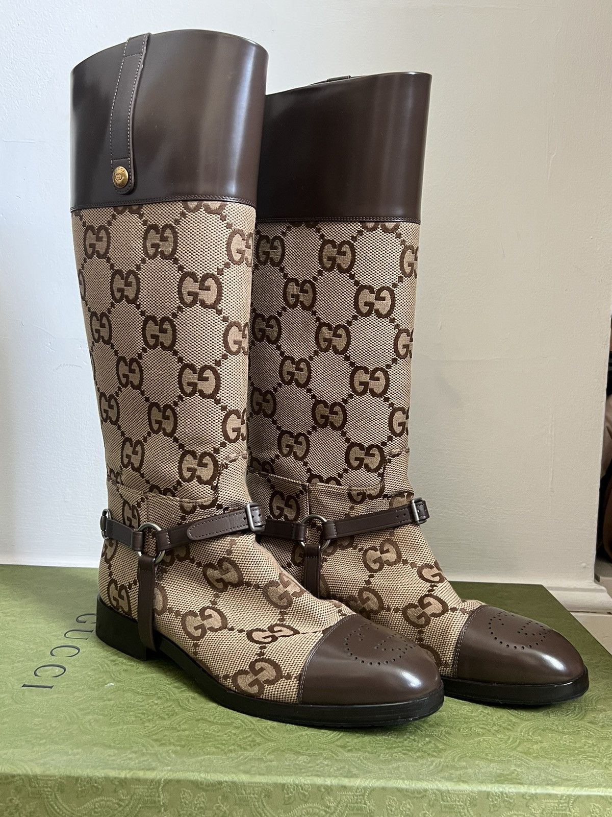 Gucci Iconic Gucci Horse Riding Boot With Gucci Monogram + Harness