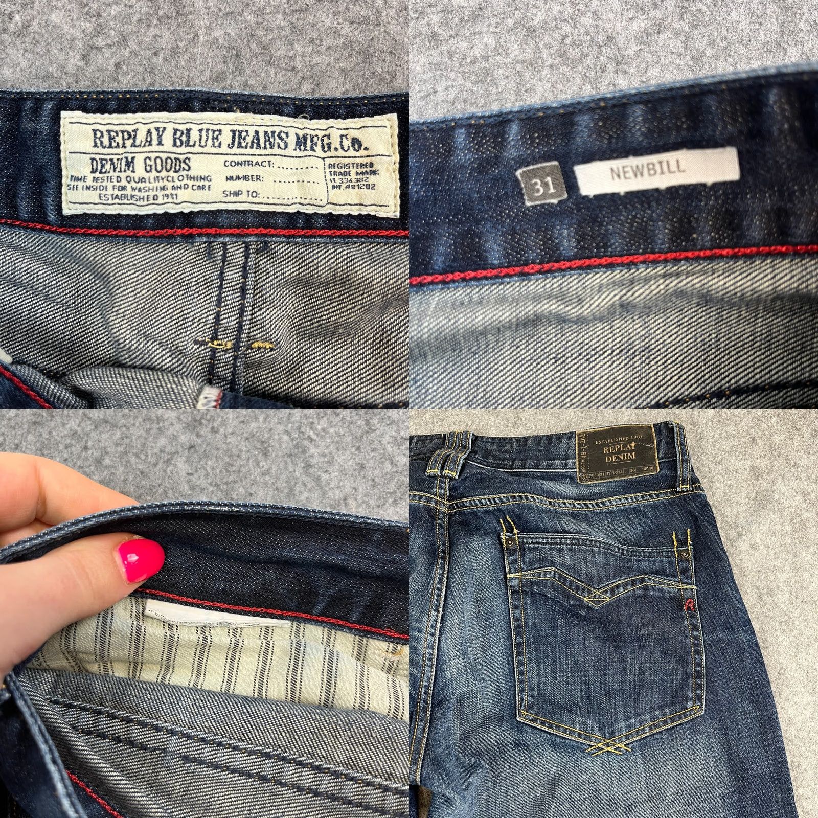 Replay Replay Jeans Regular Straight 31 34 Dark Blue 100% Cotton Mens Size US 31 - 8 Thumbnail