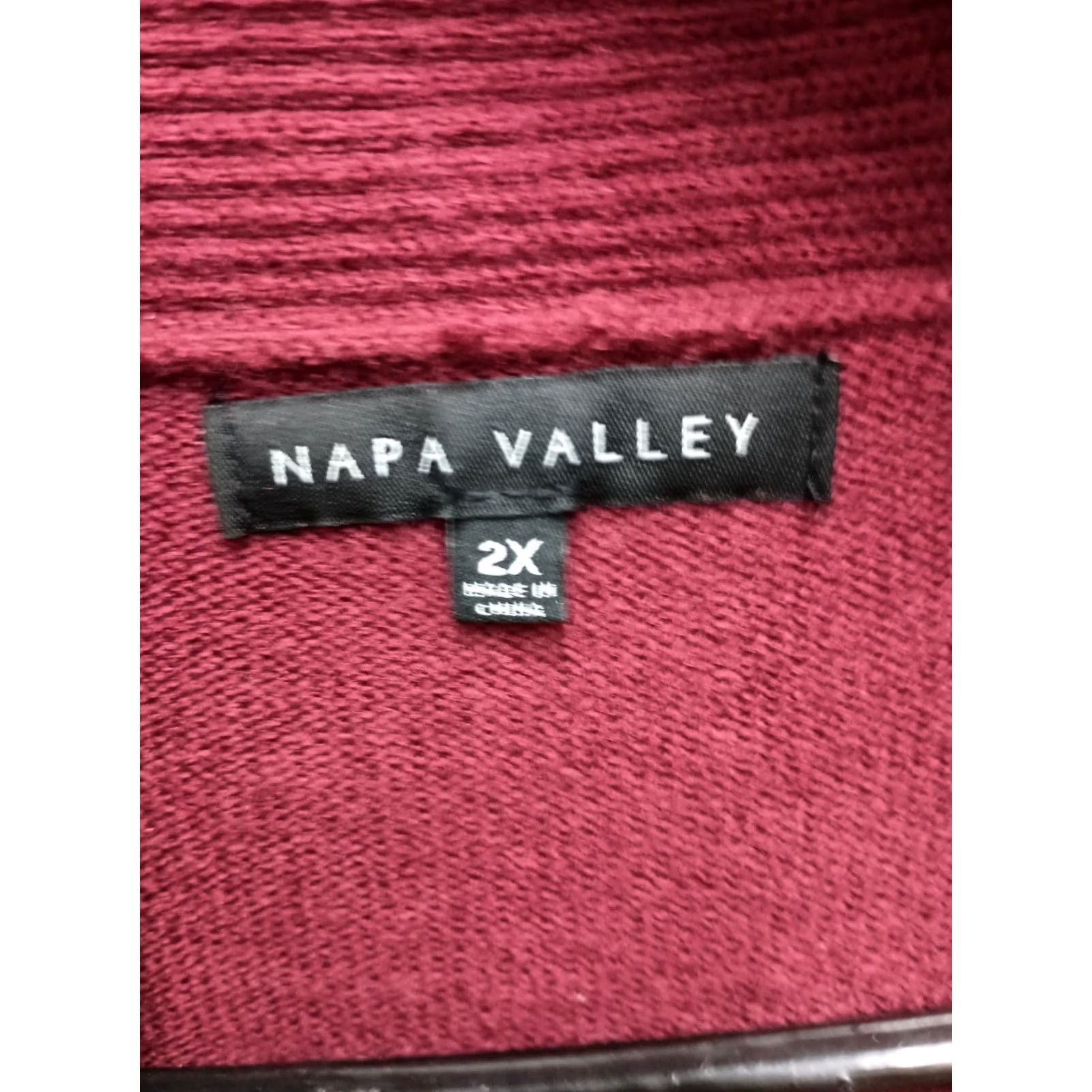 Vintage Napa Valley BOHO Cardigan Womens 2X Maroon Pointelle Knit Open Front Casual Knit Sweater Size XXL / US 16-18 / IT 52-54 - 5 Thumbnail