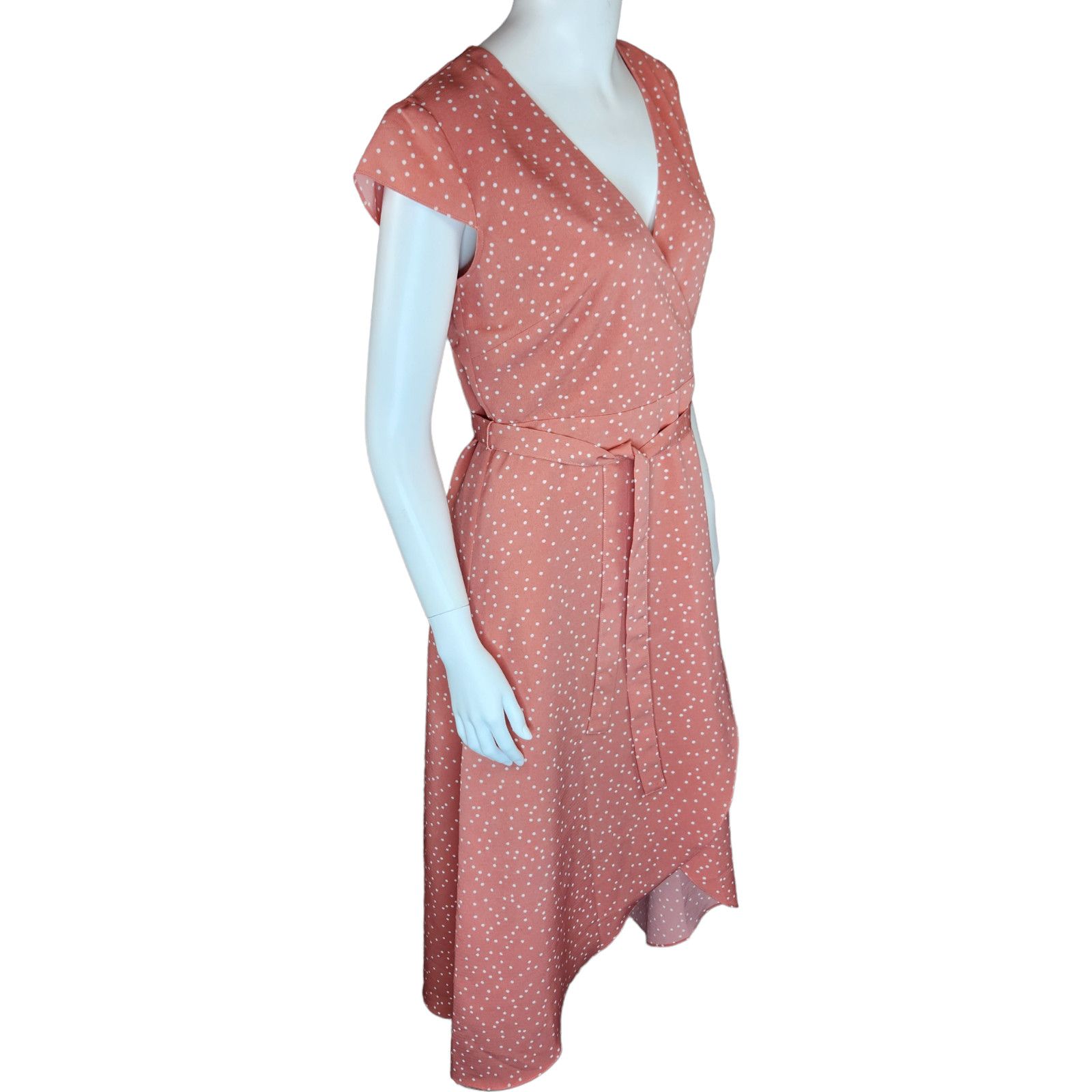 Madison Madison Womens Medium Peach Polka Dot Wrap Dress W/ Belt Size M / US 6-8 / IT 42-44 - 10 Thumbnail