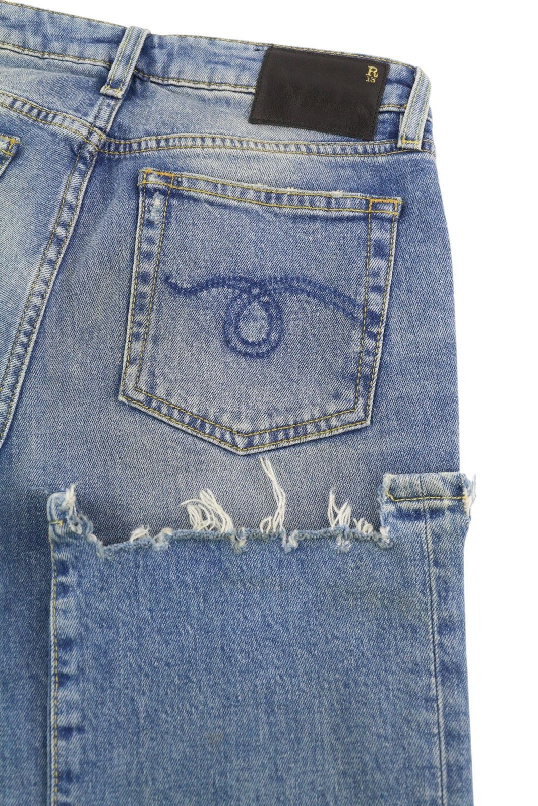 R13 KICK 27 Washed Blue Distress Jasper Stretch Jeans 84442 Size 27" / US 4 / IT 40 - 5 Thumbnail
