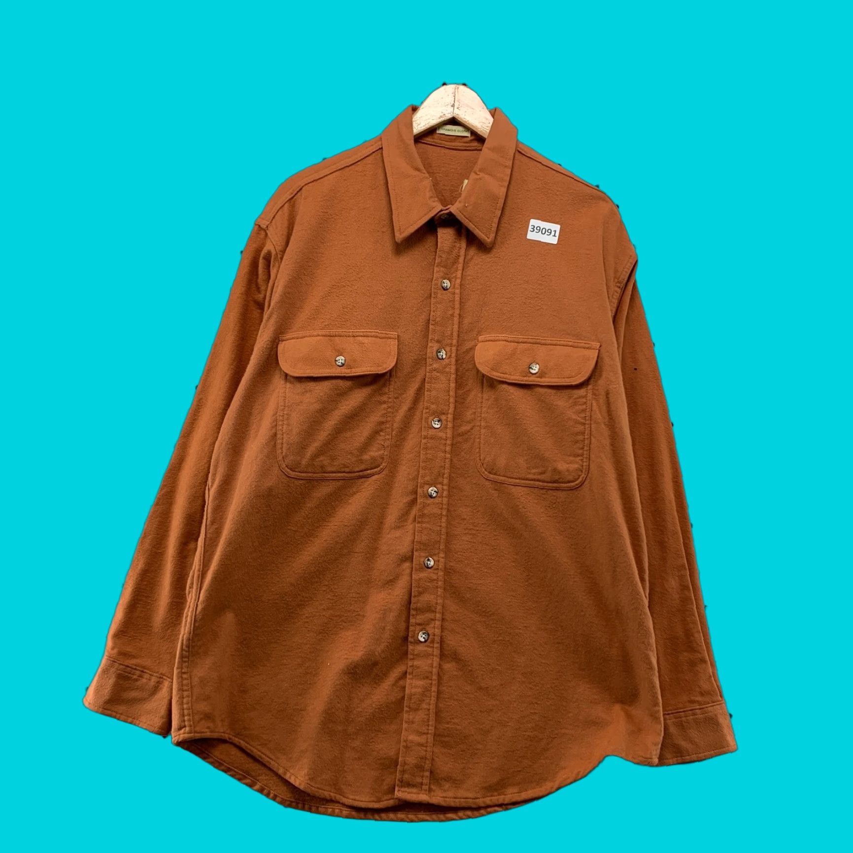 CLOT VINTAGE St John Chamois Cloth Button Shirt Mens XL Orange Pockets Size US XL / EU 56 / 4 - 1 Thumbnail