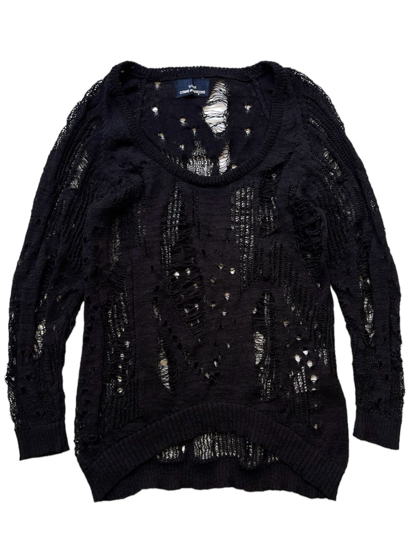 image of Tricot Comme Des Garcons Distressed Grunge Knitwear in Black, Women's (Size Small)