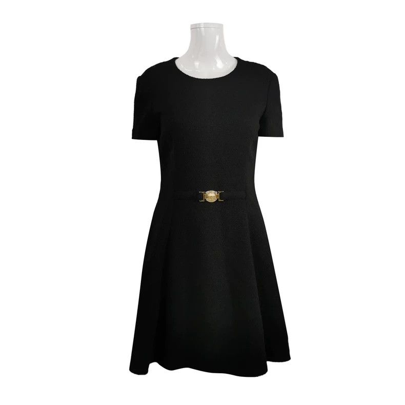 Versace Cotton solid crew neck Medusa avatar dress