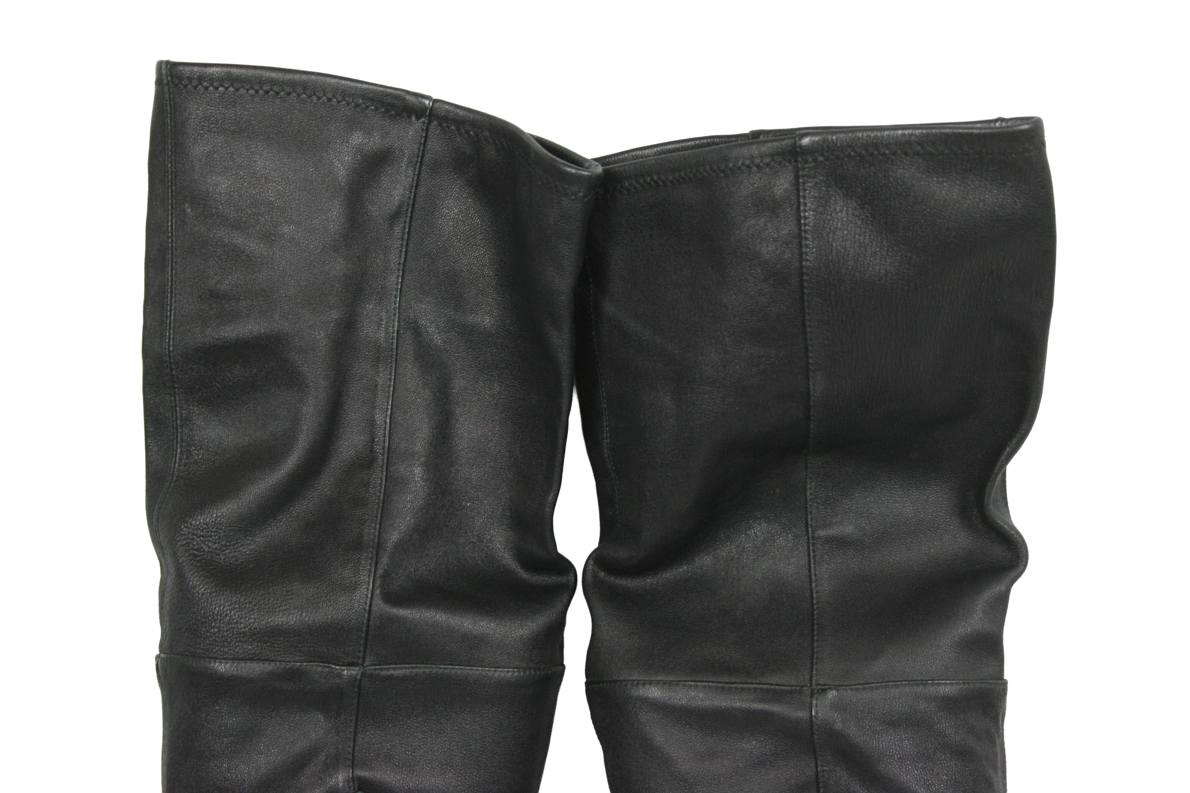 Versace 00S Medusa Logo Straps Leather Y2K Overknees Boots Vintage Size US 8 / IT 38 - 14 Thumbnail