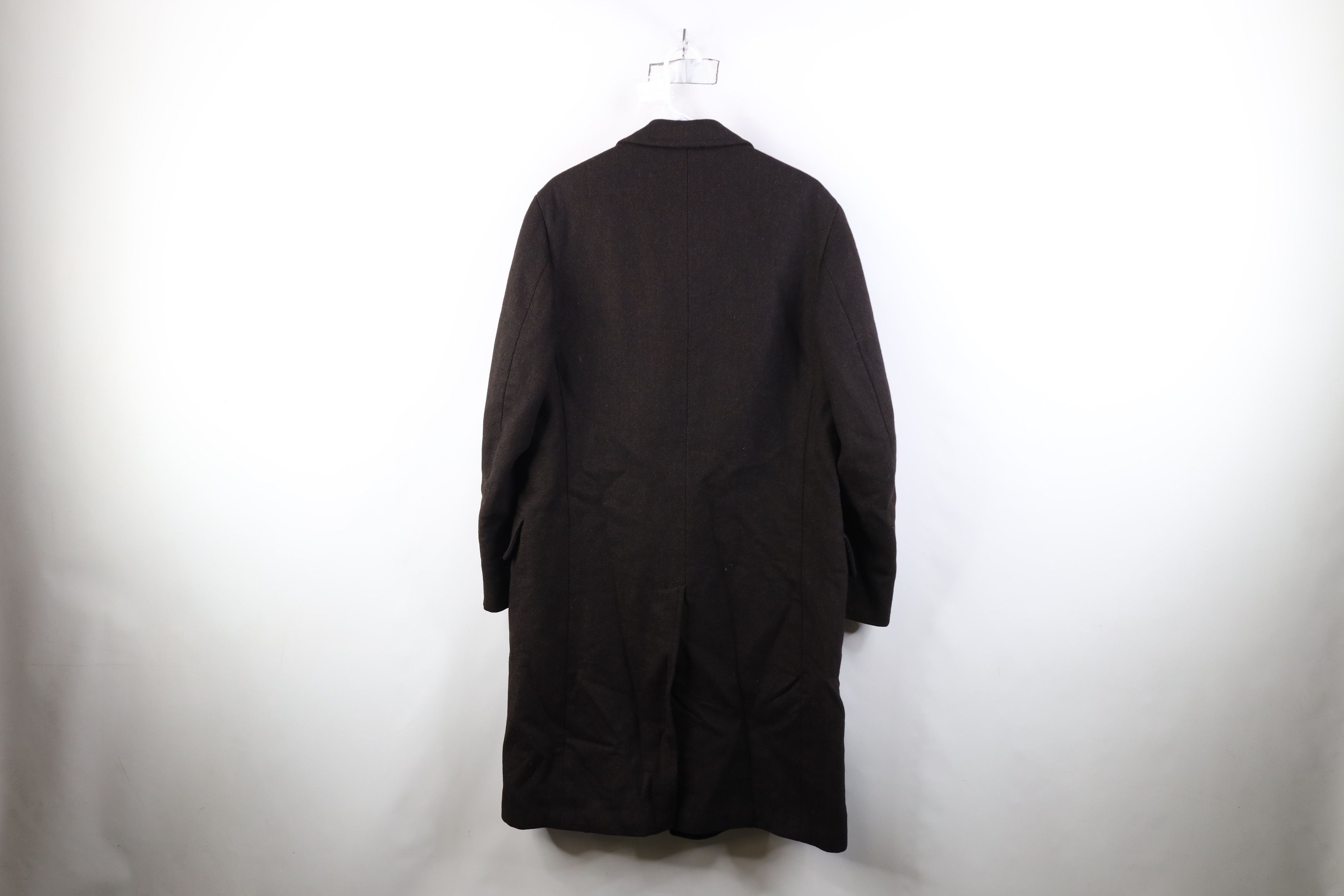 Vintage Vintage 50s Bespoke Herringbone Overcoat Jacket Brown USA Size US XL / EU 56 / 4 - 15 Thumbnail