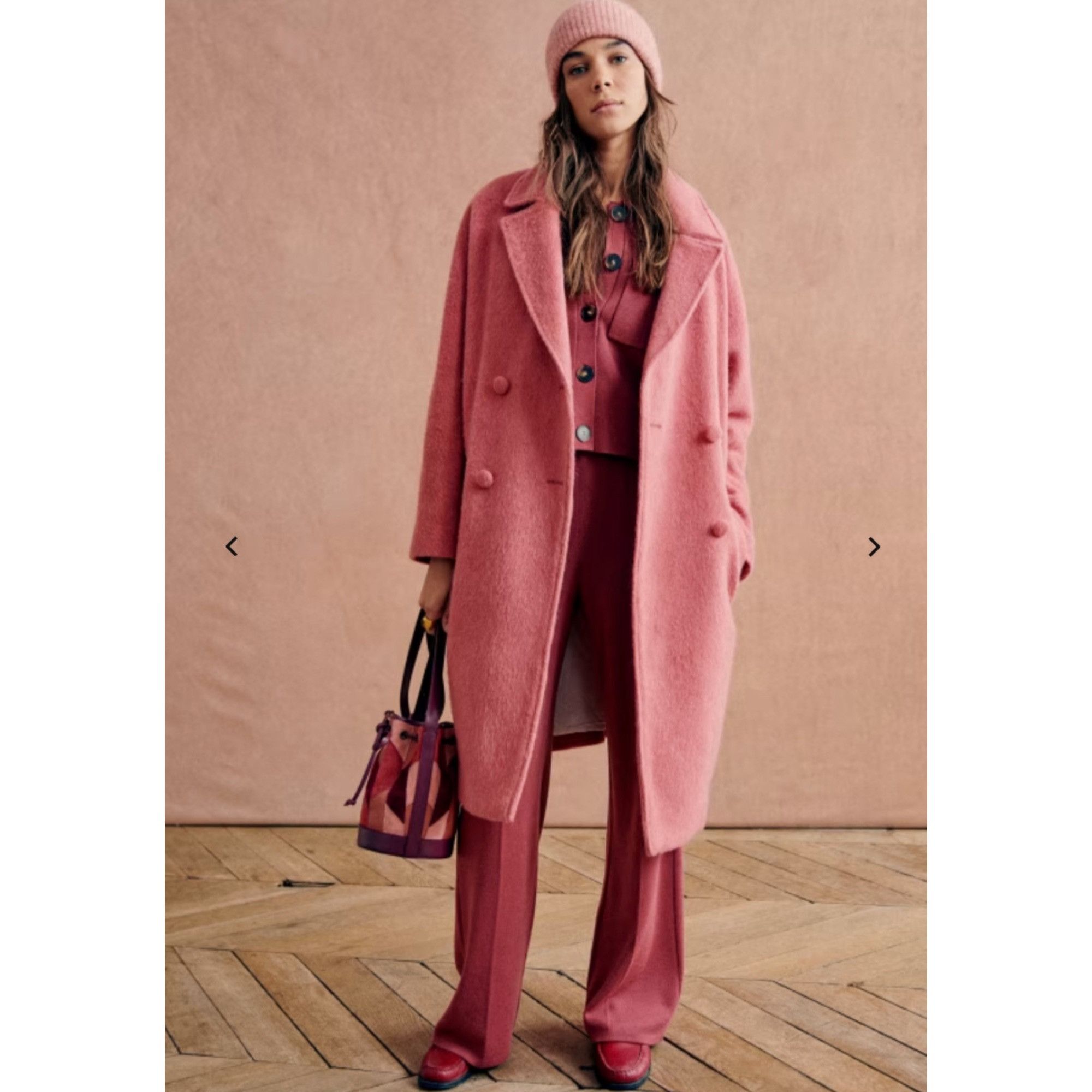 Sezane NWT SEZANE JIM COAT Rosewood dark pink wool oversized SZ34 U Size S / US 4 / IT 40 - 1 Thumbnail