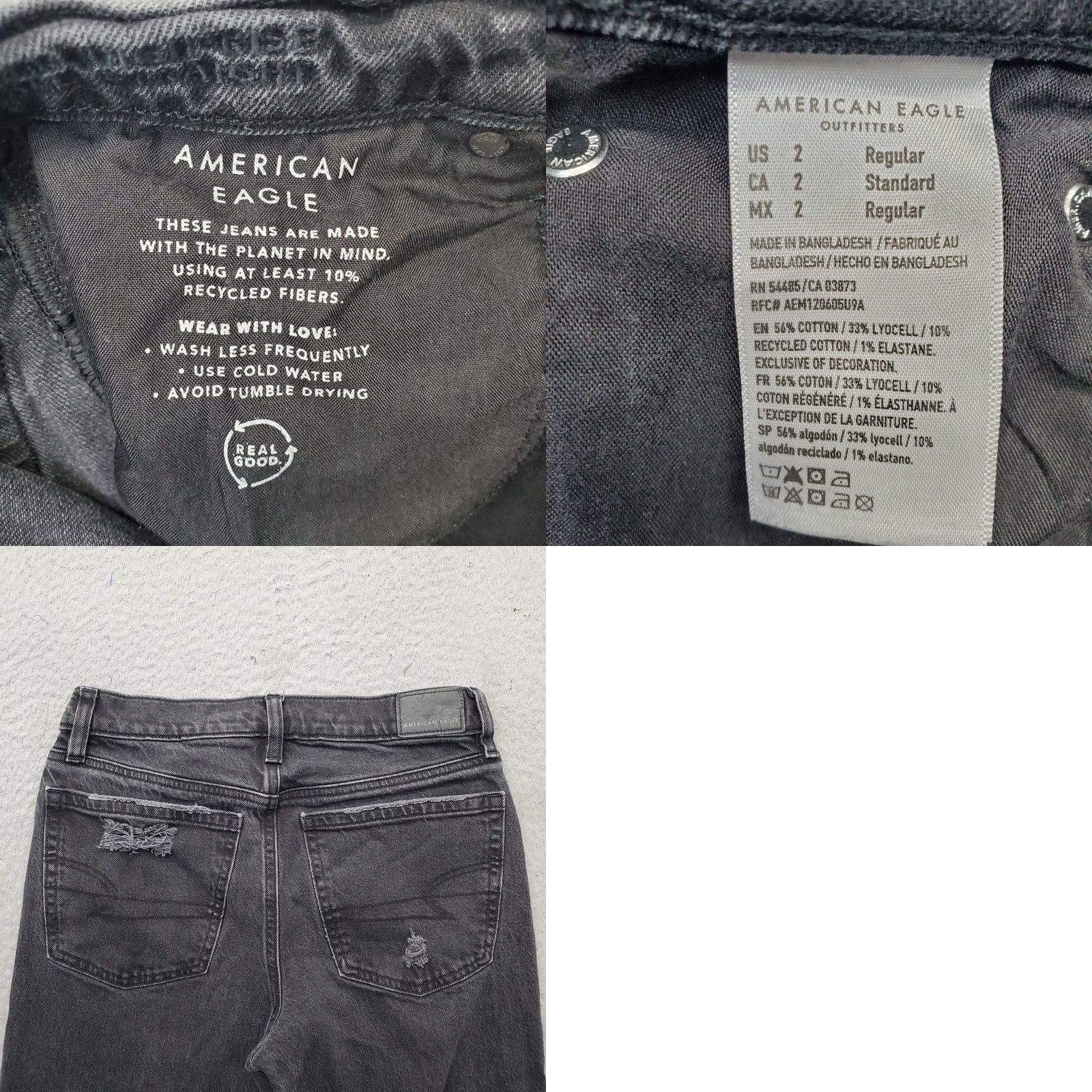 American Eagle Outfitters American Eagle Outfitters Jeans Womens Size 2 Black Denim Stretch High Rise Straight Distressed Size 26" / US 2 / IT 38 - 8 Thumbnail