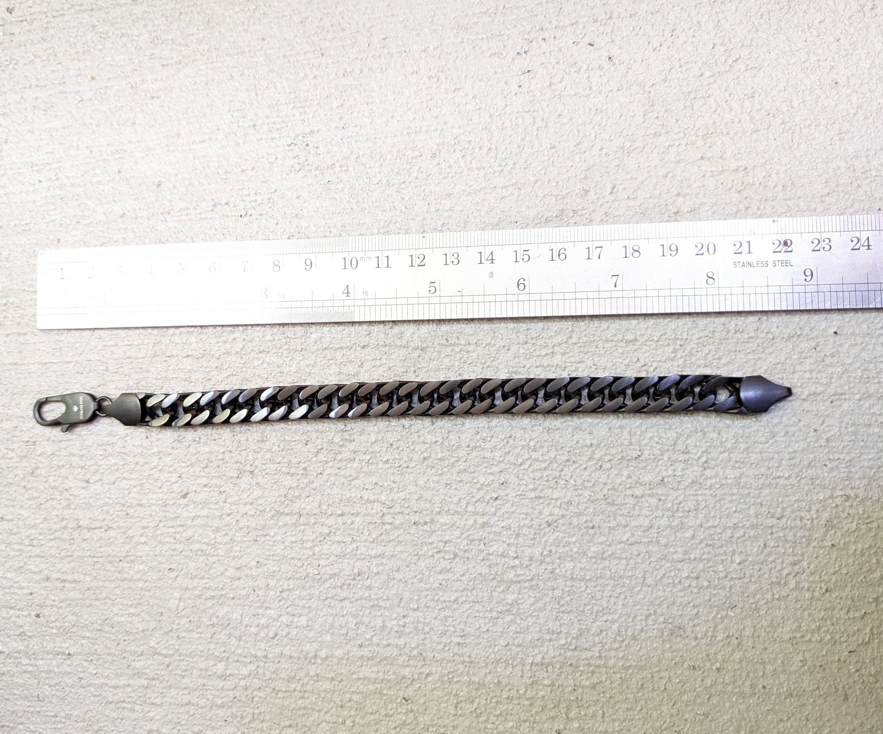 Jewelry Stainless Steel Bracelet Black Cuban Curb 8.75" Biker Punk Size ONE SIZE - 12 Thumbnail