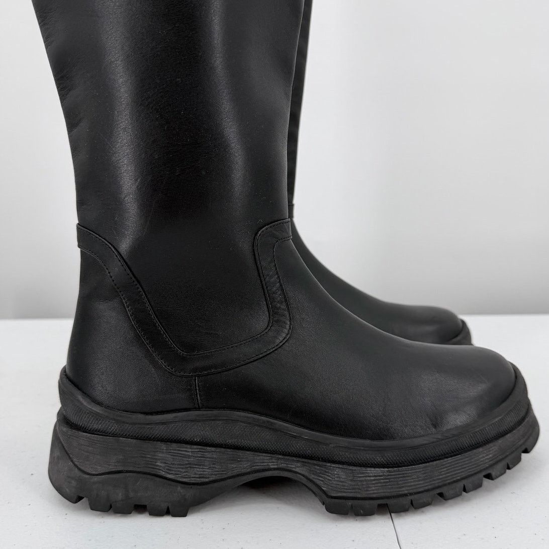Staud Staud Bow Leather Black Tall Platform Boots Size 36.5 Size US 6.5 / IT 36.5 - 2 Thumbnail