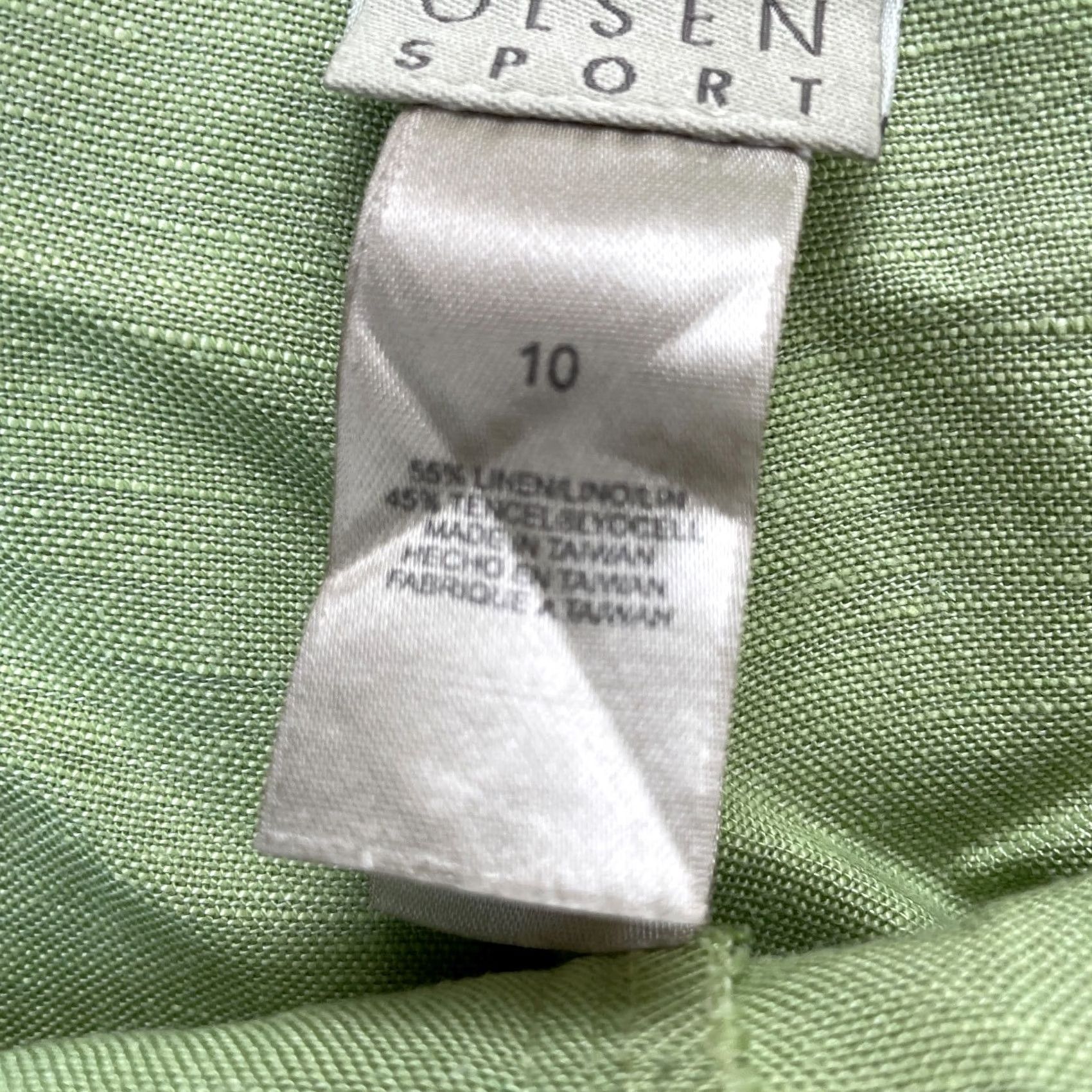 Vintage Sigrid Olsen Pants Womens 10 Green Linen Blend Chino Straight Leg Casual Workwear Ships Spring Summer Mens Womens Girls Boys Size 32" / US 10 / IT 46 - 4 Thumbnail