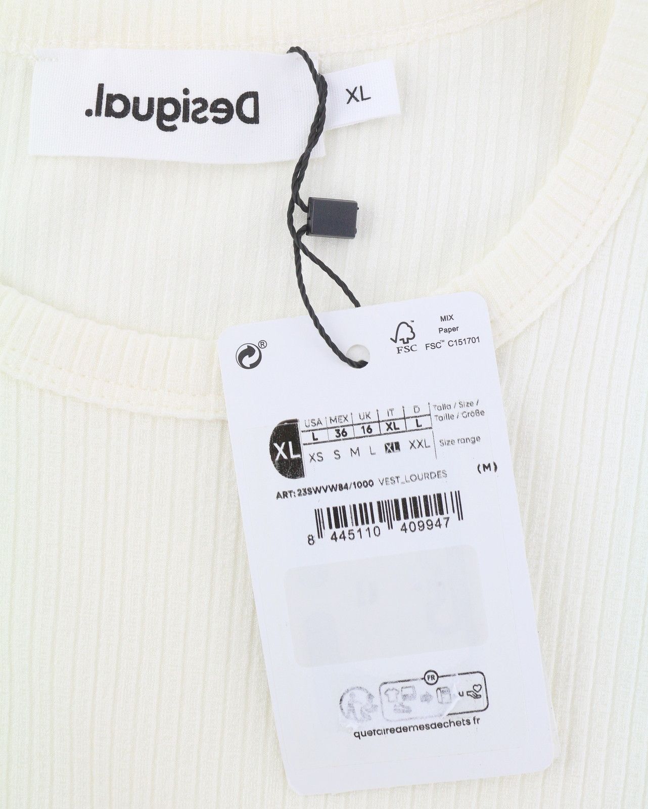 Desigual VEST LOURDES XL Off White Textured Midi Dress 89014 Size XL / US 12-14 / IT 48-50 - 8 Thumbnail