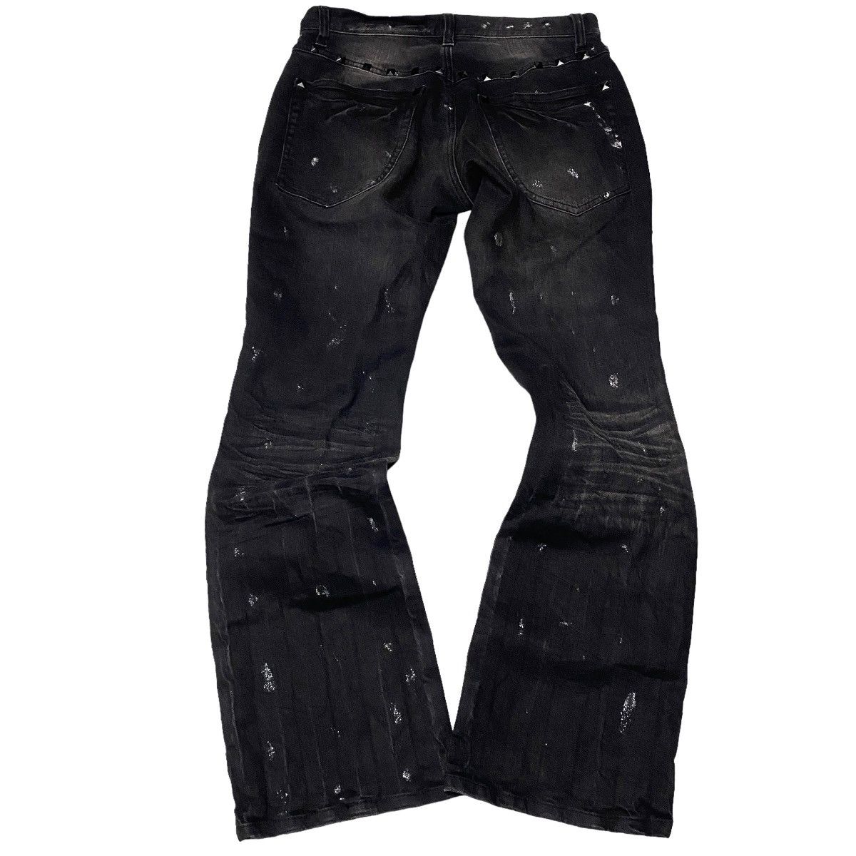 If Six Was Nine Japanese Flared Seawash Studded Glitter Jeans Size US 29 - 2 Thumbnail