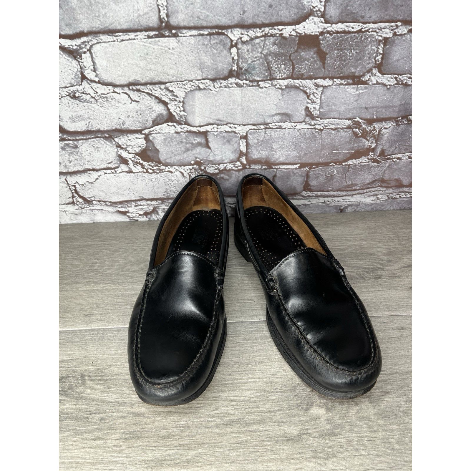 Bass G.H. Bass & Co Weejuns Black Leather Moccasin Loafers Dress Size US 9.5 / EU 42-43 - 3 Thumbnail