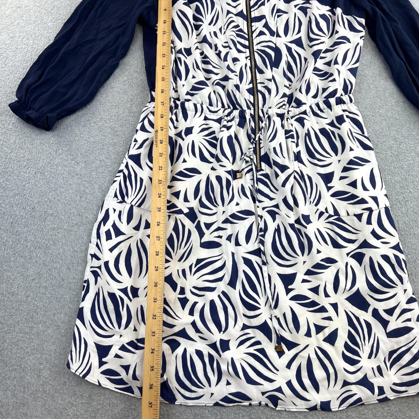 Lilly Pulitzer Lilly Pulitzer Dress Womens 10 Blue White Tropical A-Line Zip Front 3/4 Sleeve Size L / US 10 / IT 46 - 4 Thumbnail