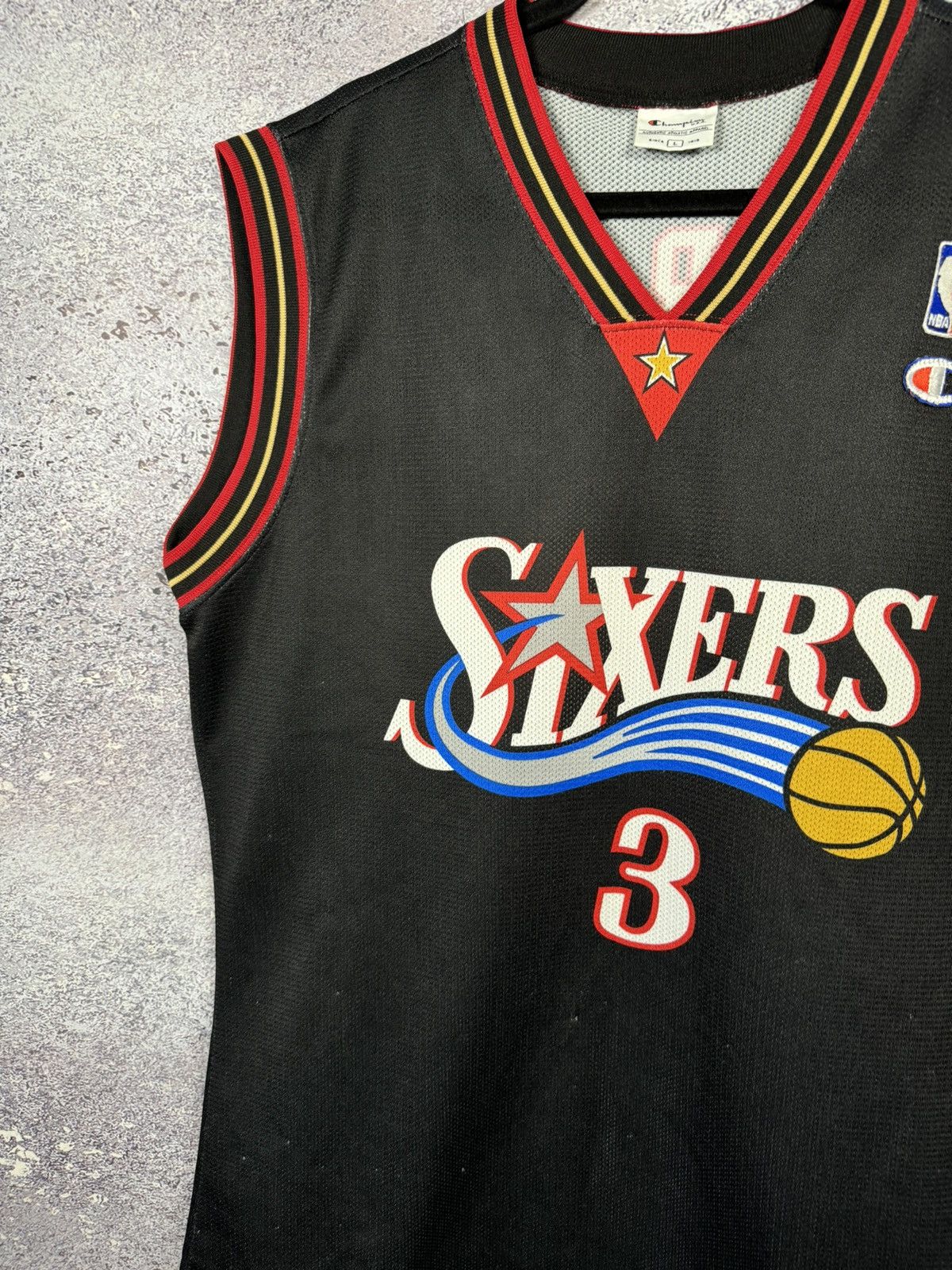 NBA #3 Allen Iverson 90’s Champion Sixers Philadelphia Jersey Size US L / EU 52-54 / 3 - 4 Thumbnail