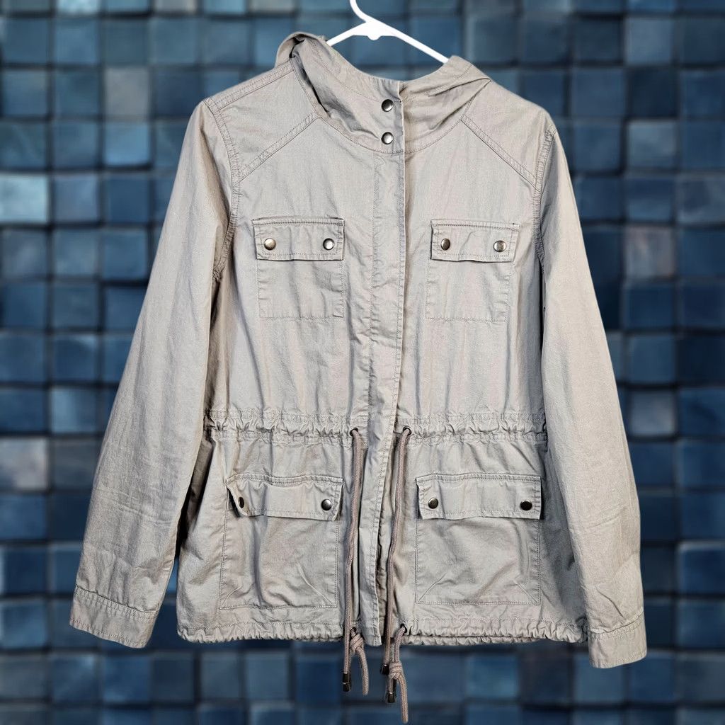 Vintage Life in progress Jacket Women's Solid Cotton Grey Unlined Size M Size M / US 6-8 / IT 42-44 - 1 Thumbnail