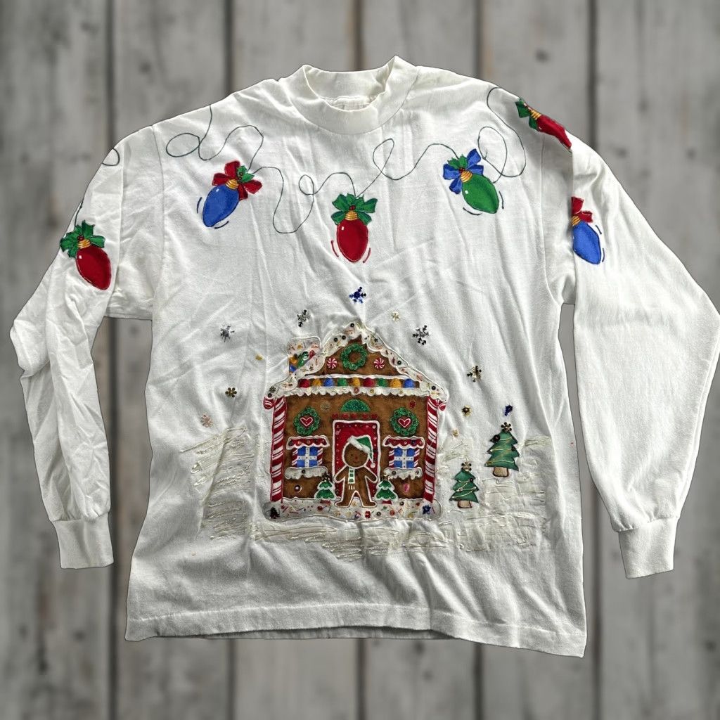 Vintage VINTAGE Sunbelt Sportswear Sweatshirt Womens XL Ugly Christmas Gingerbread House Size XL / US 12-14 / IT 48-50 - 1 Thumbnail