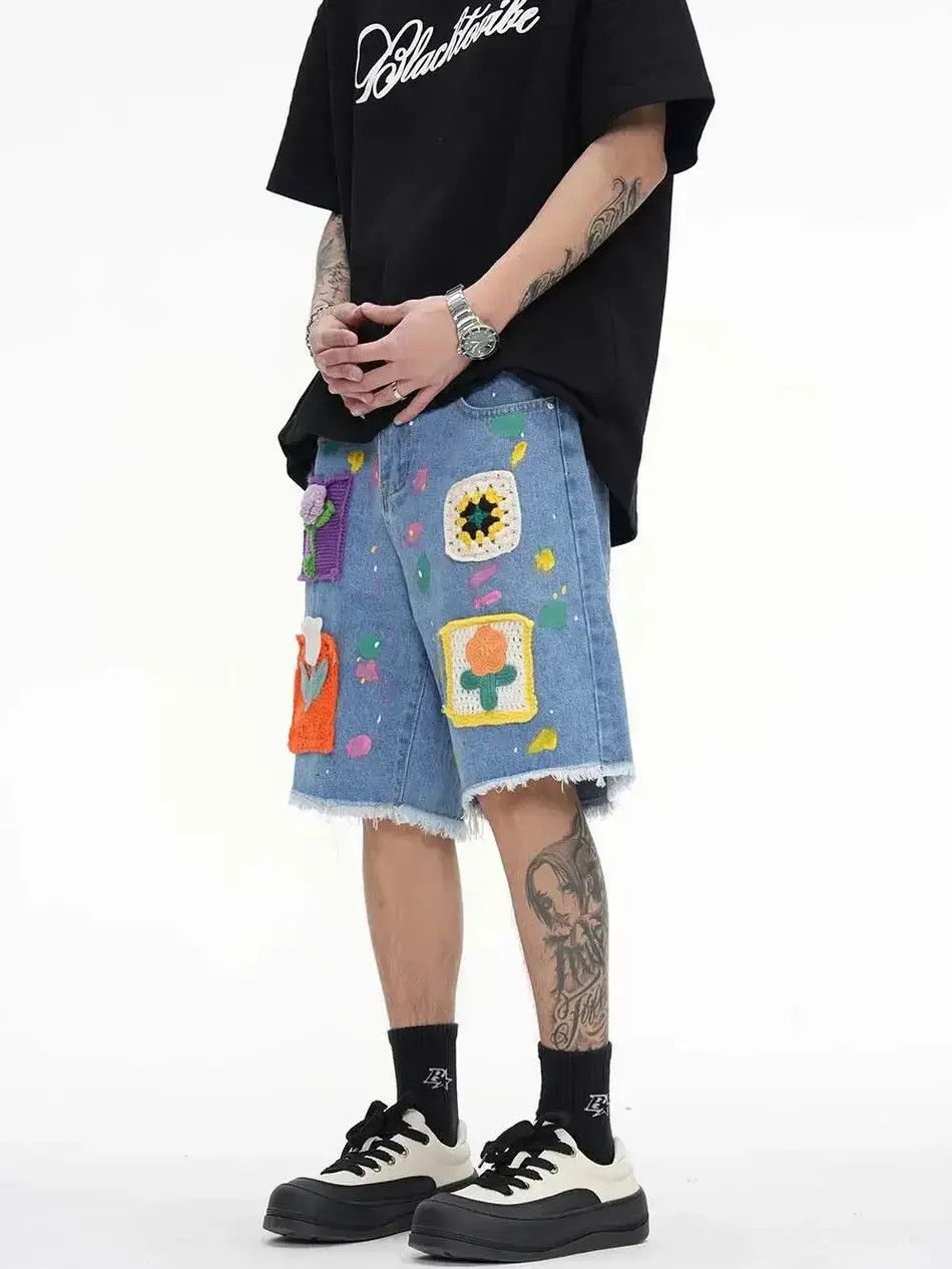 Japanese Brand Graffiti style denim shorts baggy in vibe style cargo y2k Size US 30 / EU 46 - 2 Thumbnail