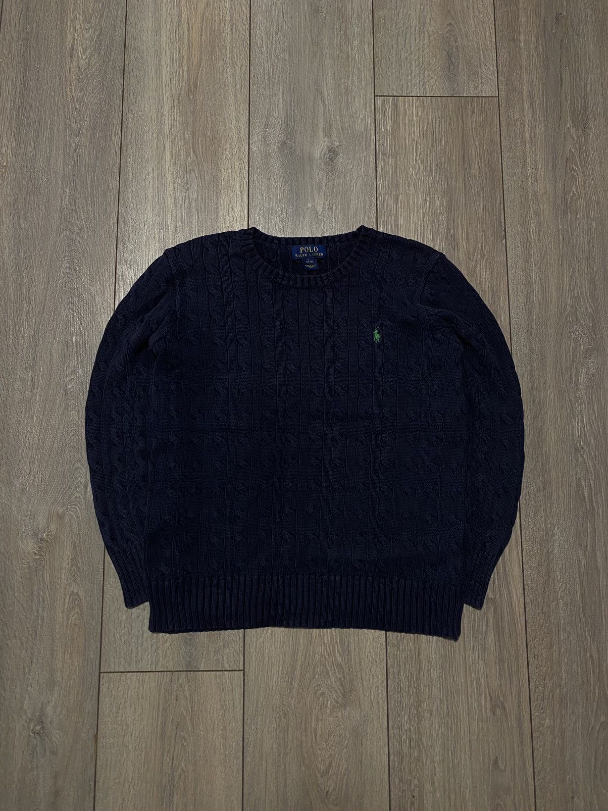 Polo Ralph Lauren Vintage Polo Ralph Lauren Cable Knit Sweater Blue Size: XS-S Size XS / US 0-2 / IT 36-38 - 1 Thumbnail