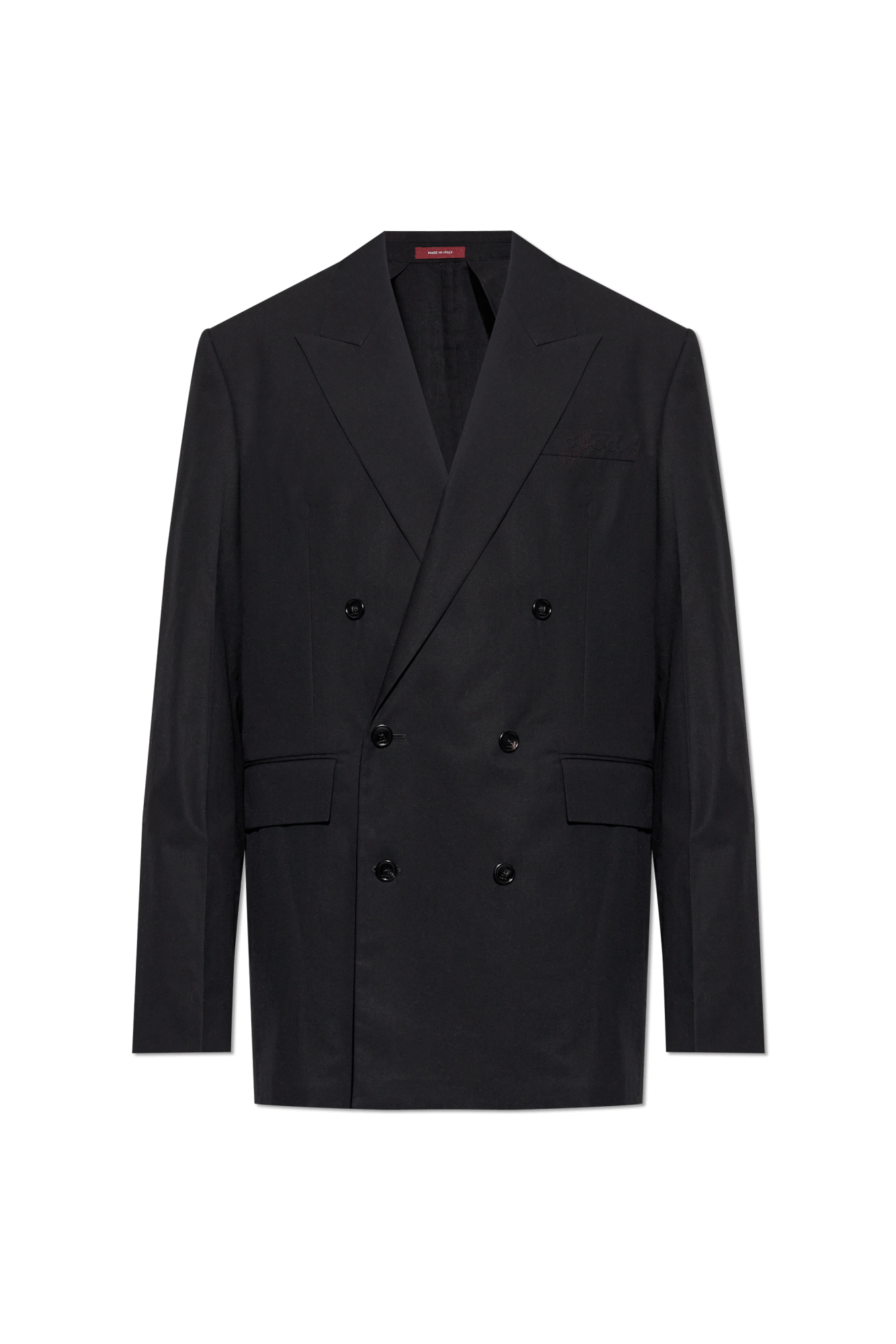 Gucci o1la5ras0426 Double-Breasted Cotton Poplin Blazer in Black Size US L / EU 52-54 / 3 - 1 Thumbnail