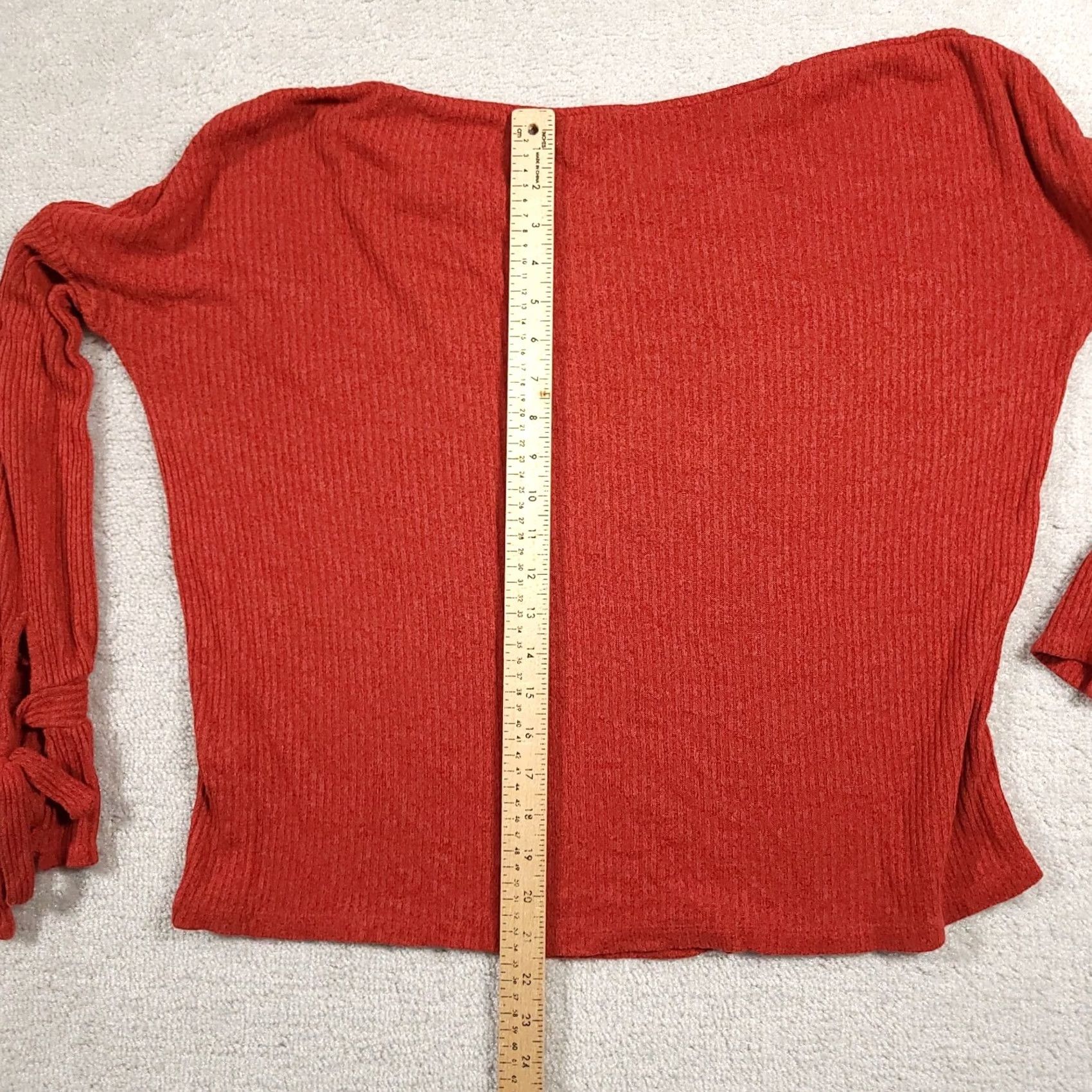 Lucky Brand Lucky Brand Sweater Women's XL Dark Orange Boat Neck Knit Ribbed Tie Sleeve Flared Sleeve Knit Pullover Size XL / US 12-14 / IT 48-50 - 7 Thumbnail