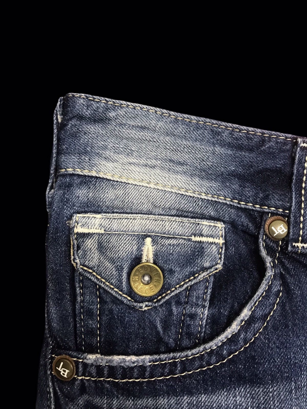Edwin 💥FLARE💥VTG EDWIN BLUE STONEWASH DISTRESSED DENIM F215 Size US 32 / EU 48 - 9 Thumbnail