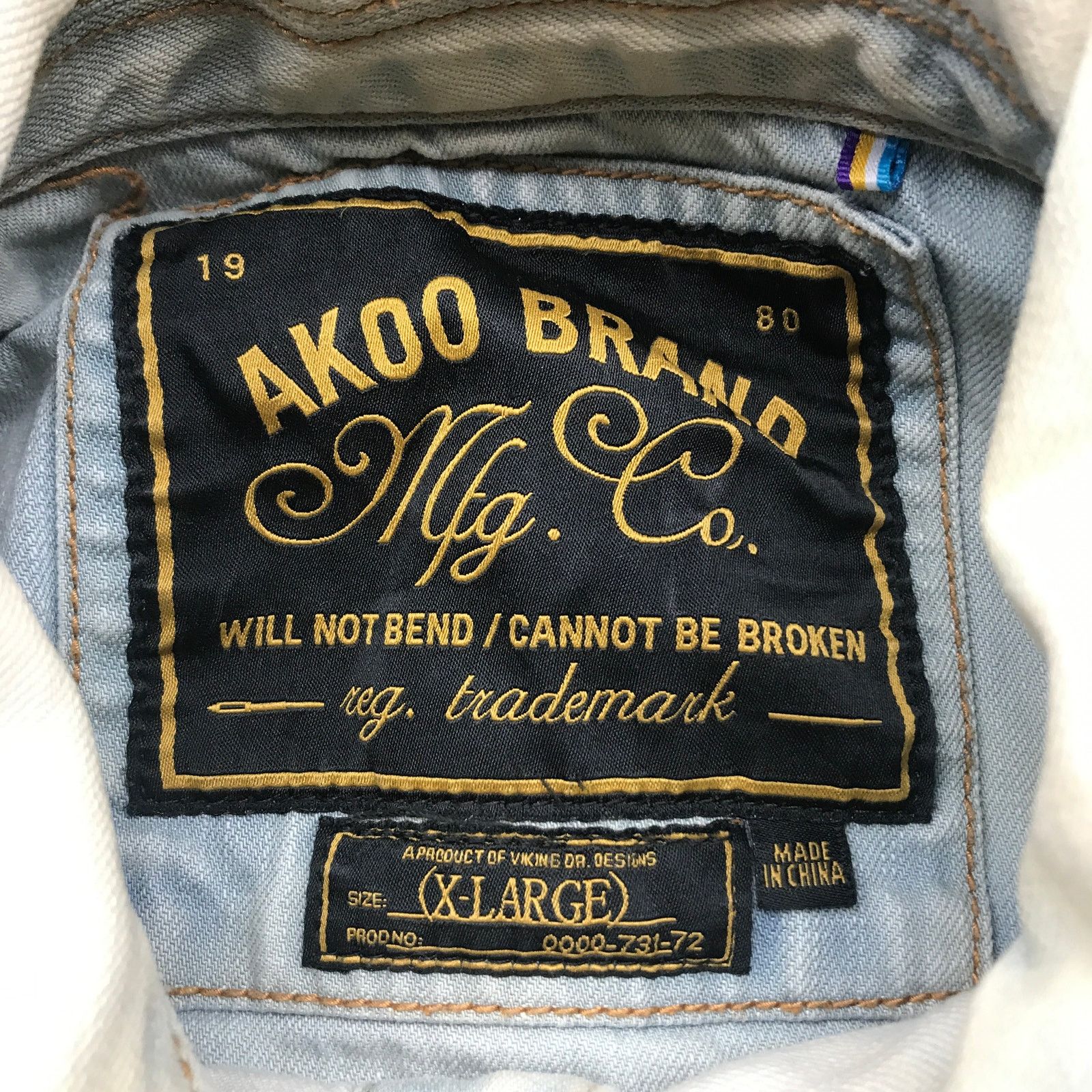 AKOO Akoo Brand Light Washed Jean Denim Trucker Jacket Mens XL Size US XL / EU 56 / 4 - 3 Thumbnail