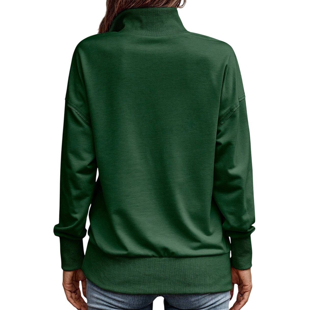 Shein Stand Collar Half-Button Kangaroo Pocket Sweatshirt, Size M Size M / US 6-8 / IT 42-44 - 2 Thumbnail
