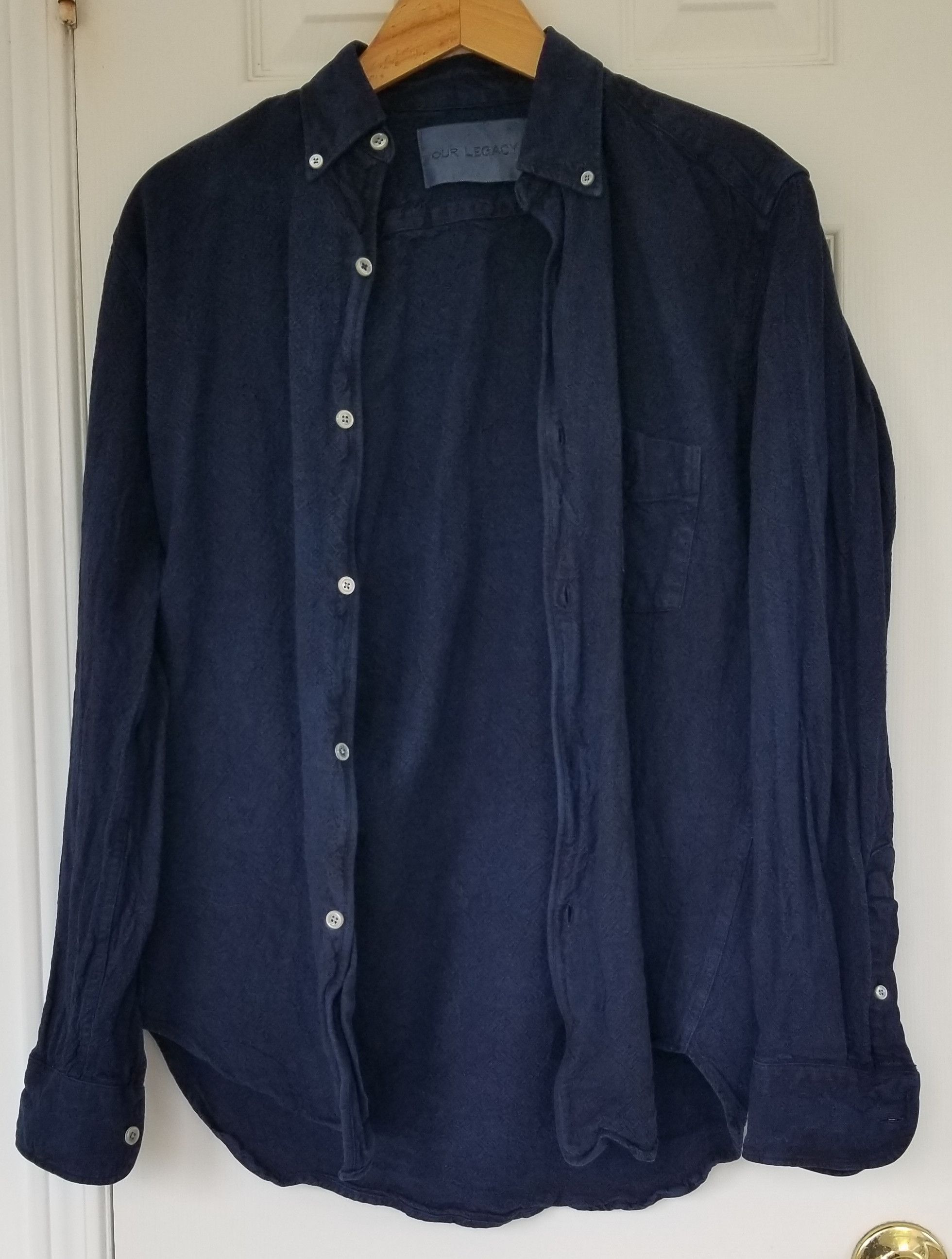 Our Legacy Our Legacy Indigo Cotton-Linen Overdyed Shirt Navy Blue Size US XS / EU 42 / 0 - 1 Thumbnail