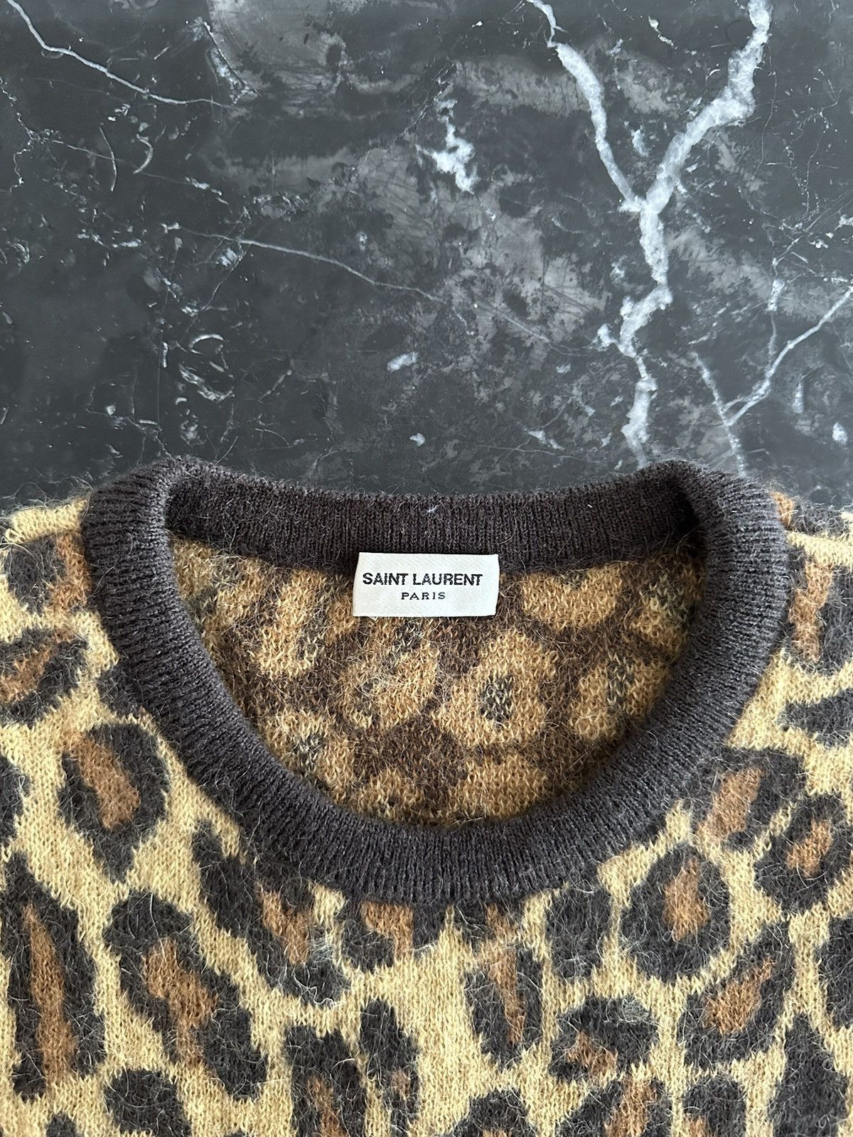 Hedi Slimane × Saint Laurent Paris FW15 Leopard print wool mohair knit sweater XS Size US XS / EU 42 / 0 - 7 Thumbnail