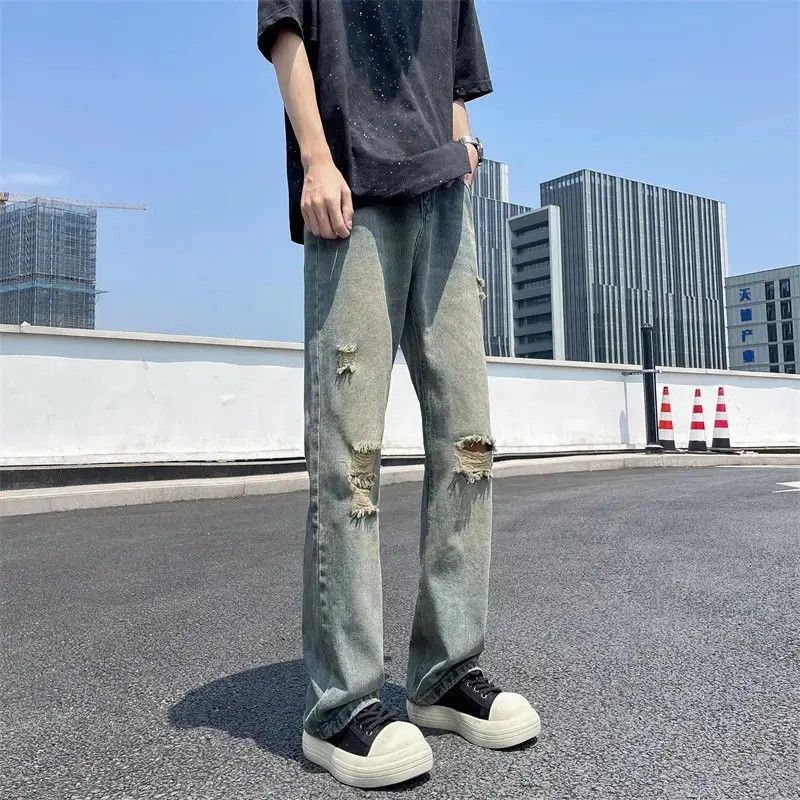 Japanese Brand Retro loose ripped micro flared jeans Size US 30 / EU 46 - 1 Thumbnail