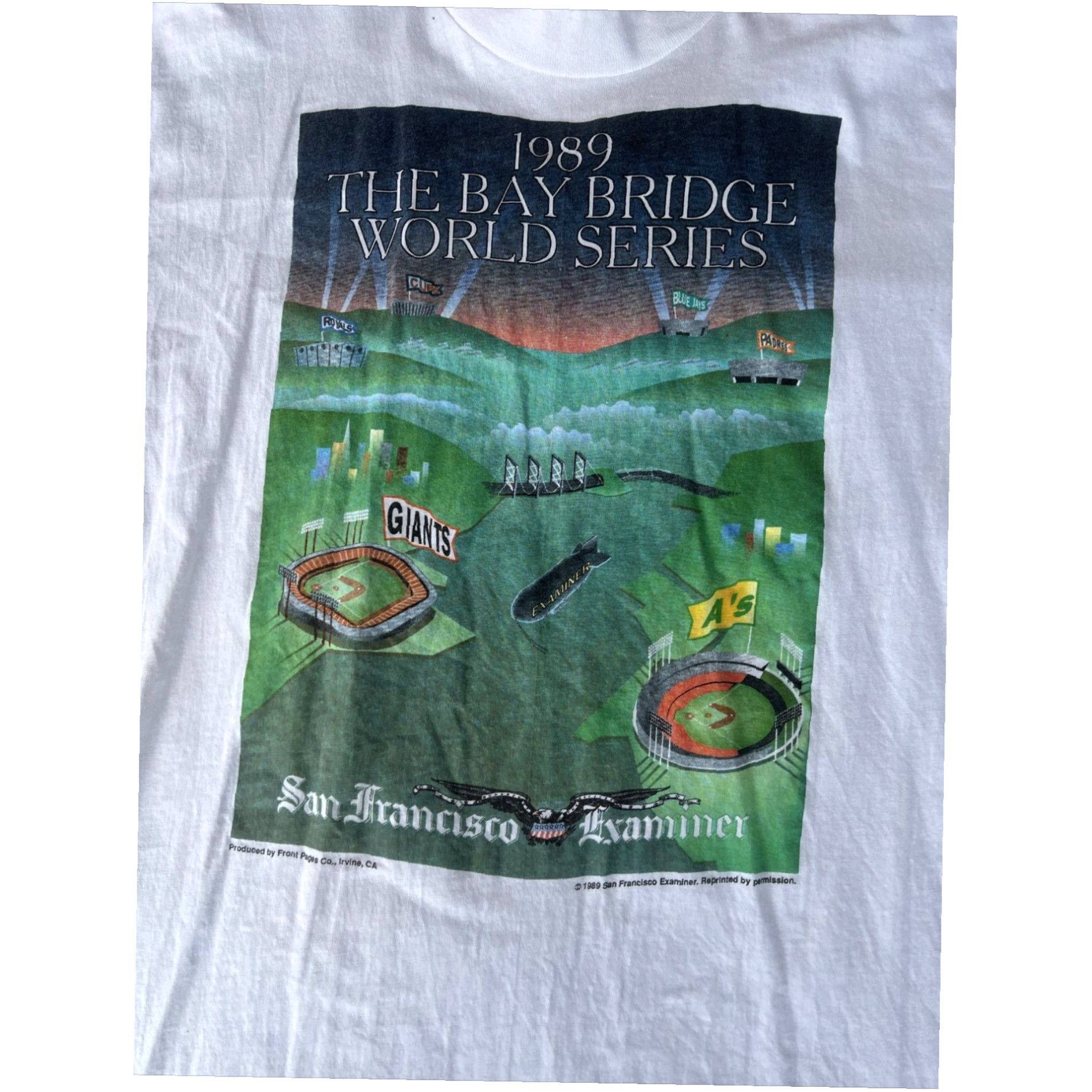 Vintage Vintage Bay Bridge World Series 1989 Stedman Men T-Shirt XL White Regular Solid Size US XL / EU 56 / 4 - 2 Thumbnail