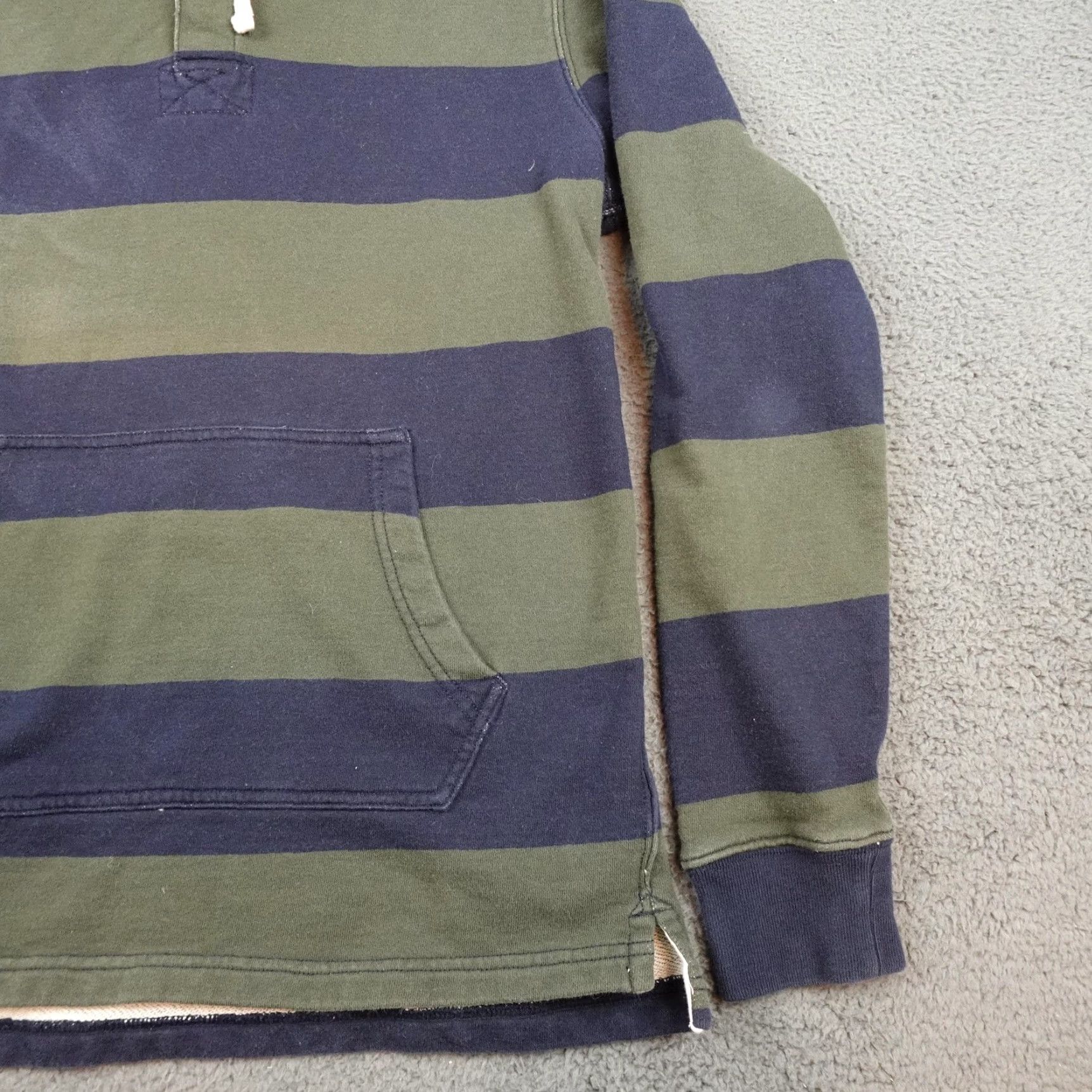 J.Crew VINTAGE J.Crew Hoodie Mens MT Green Navy Striped Fleece Sweatshirt Crew Neck Hooded Pockets Long Sleeve Pullover Size US M / EU 48-50 / 2 - 2 Thumbnail