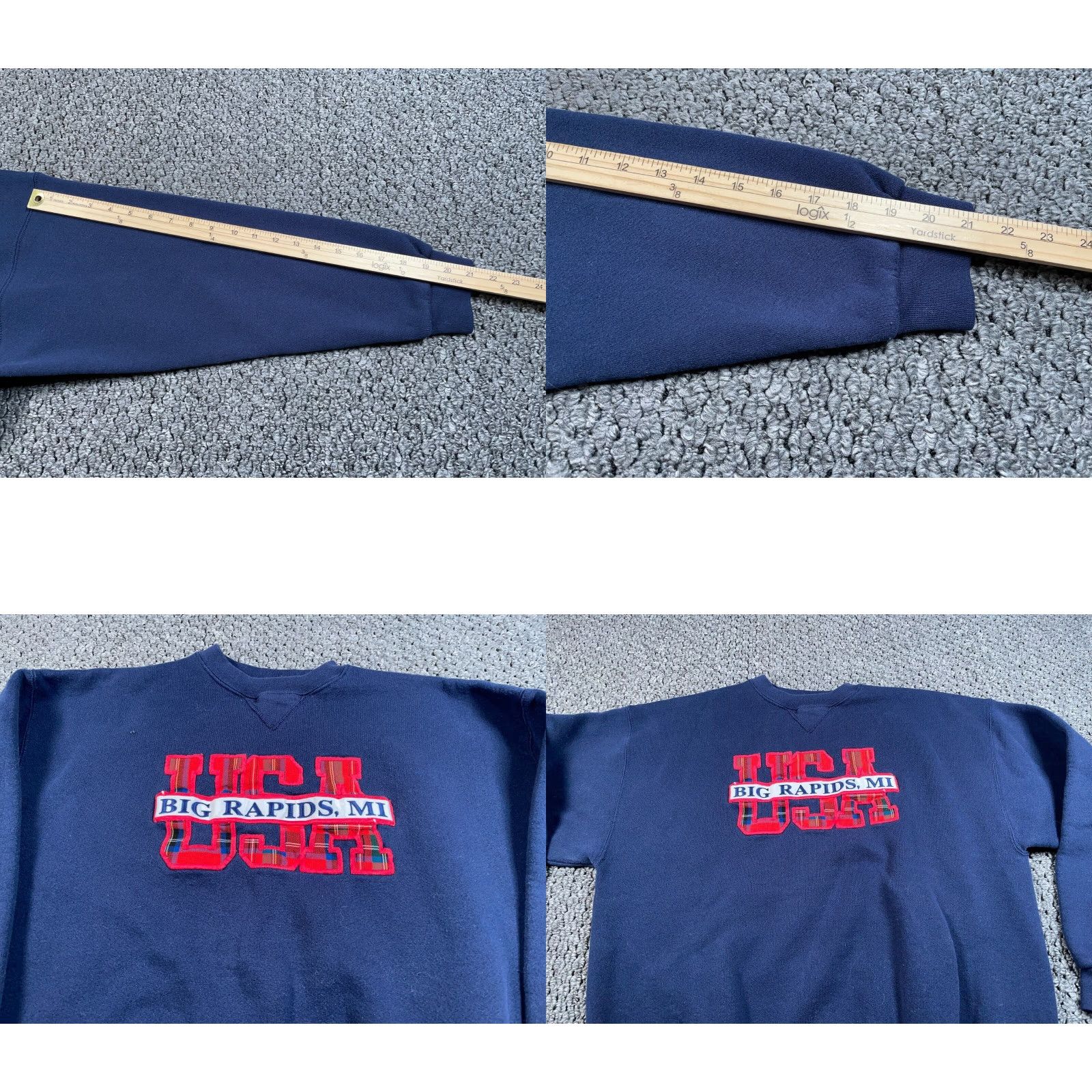 Vintage VINTAGE VTG Big Rapids Michigan Embroidered Sweatshirt Adult XL Dark Blue 50-50 Blend Mens Pullover 90s City Retro Size US XL / EU 56 / 4 - 8 Thumbnail