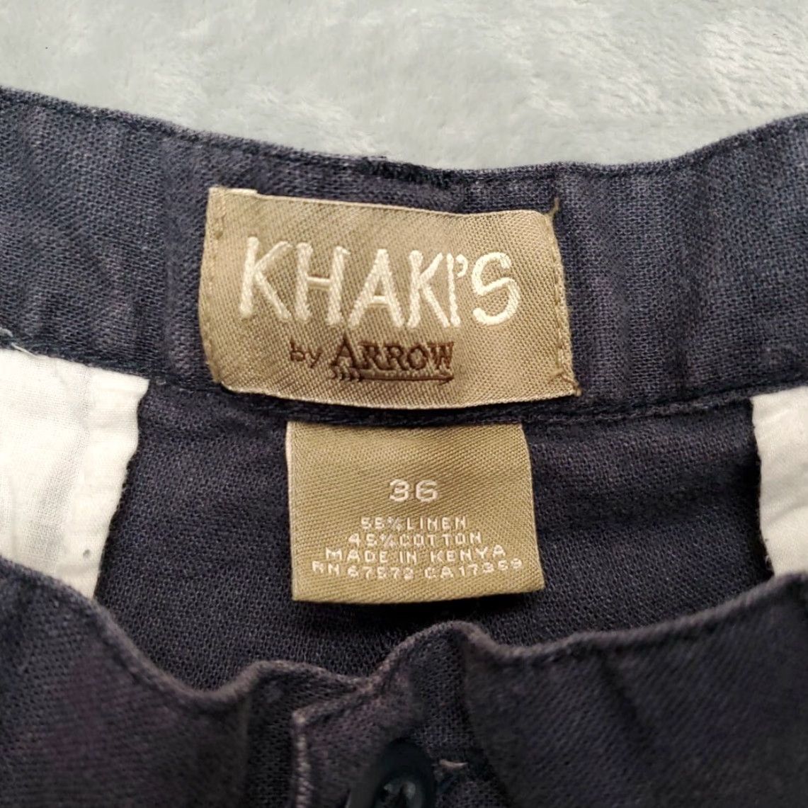 Arrow Arrow Khakis Shorts Mens Blue Linen Blend Pleated Cargo Casual Pocket Front Zip 36 Regular Size US 36 / EU 52 - 2 Thumbnail