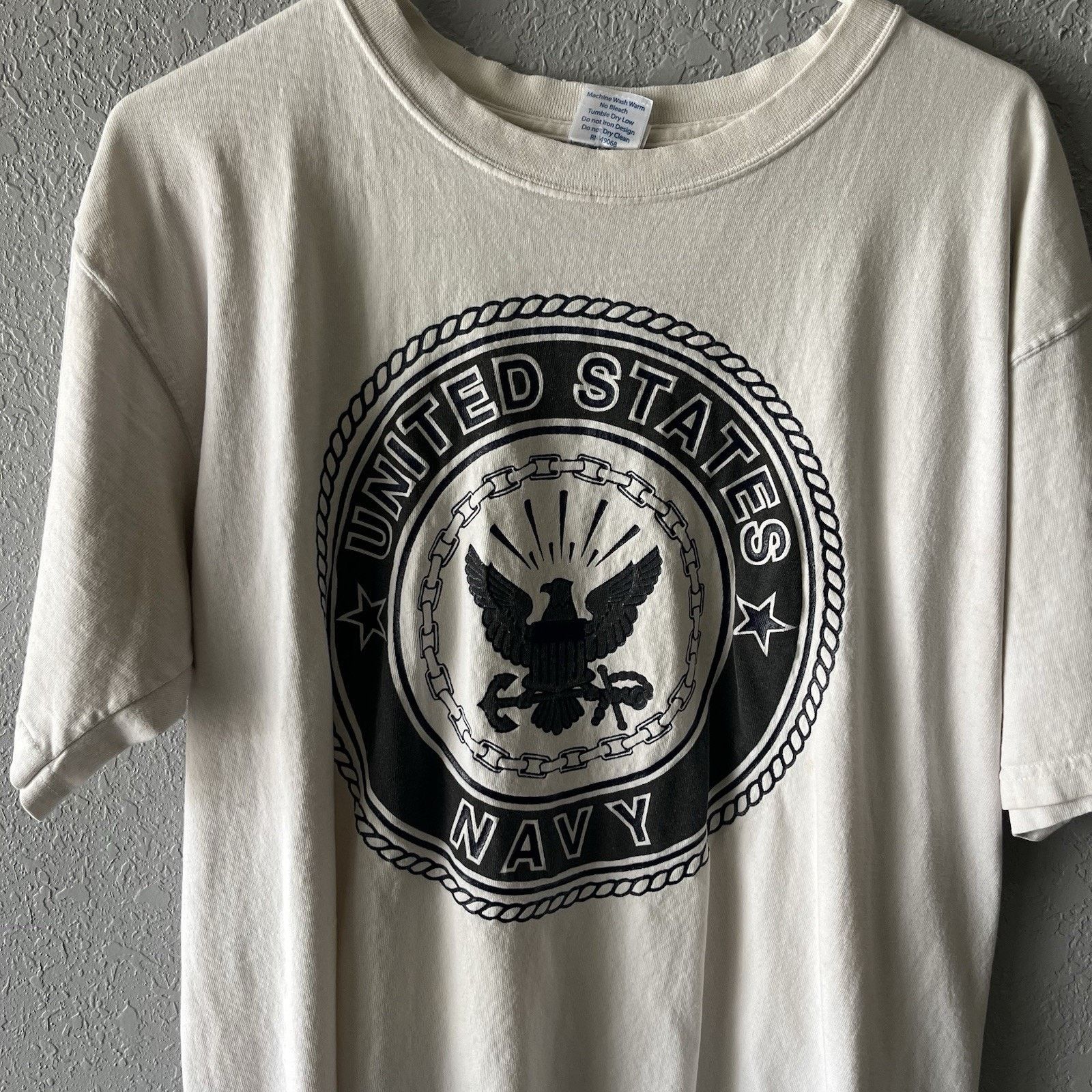 Vintage Vintage White United States Navy Tshirt Men’s Large Short Sl Size US L / EU 52-54 / 3 - 2 Thumbnail