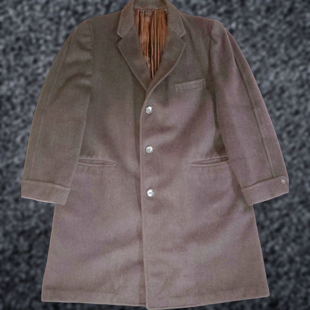 Vintage VINTAGE Richman Brothers Gray Tweed Overcoat Top Coat Single-Breasted Size 44 Mens 50s Plaid Wool Wool Lining Dark Gray Winter Fall Spring Classic Size US XXL / EU 58 / 5 - 1 Thumbnail