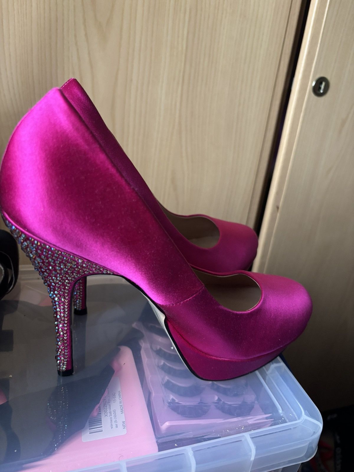 Steve Madden Steve Madden Pink Fuchsia High Heels with Rhinestones Size US 10.5 / IT 40.5 - 2 Thumbnail