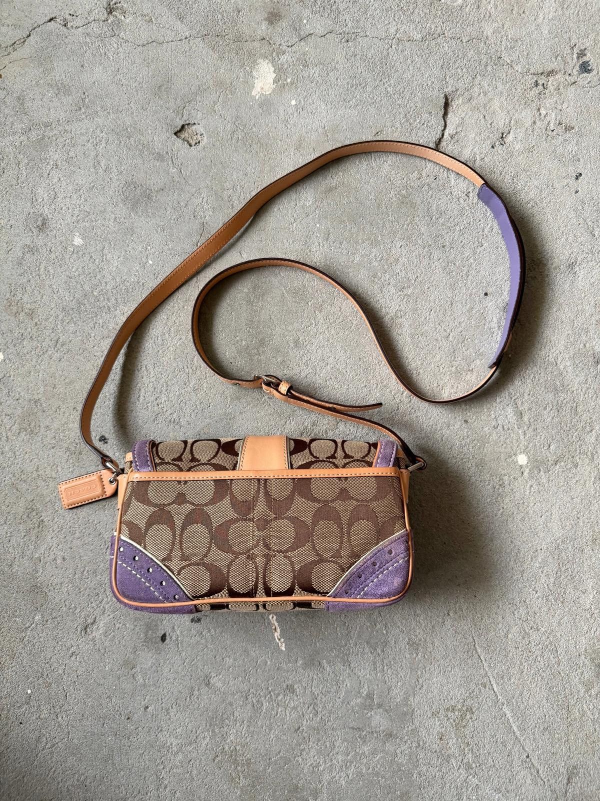 Coach Coach Signature Buckle Soho Crossbody Bag Beige/Purple Size ONE SIZE - 6 Thumbnail