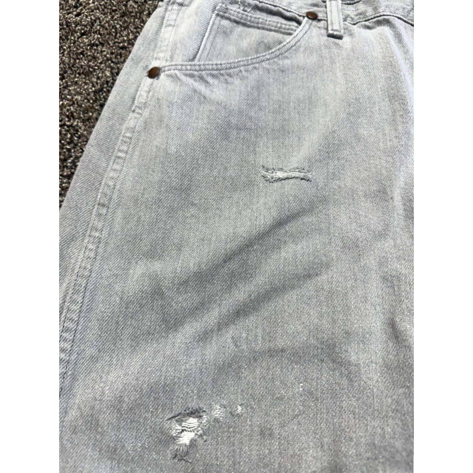 Wrangler VINTAGE Wrangler Jeans Men 38 Gray Denim Distressed 38X32 USA MADE - Wrangler 13MWZ Bootcut Regular Inseam 32 Men Size US 38 / EU 54 - 5 Thumbnail