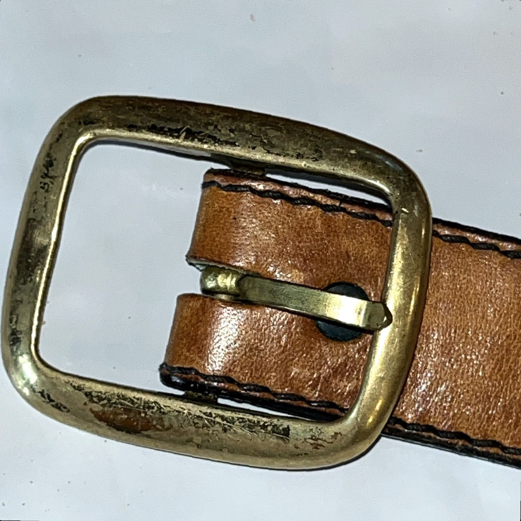 Jordache VINTAGE Jordache HORSE LOGO Brown Braided Leather Belt Sz 30 Solid Brass Buckle Womens Size ONE SIZE - 3 Thumbnail