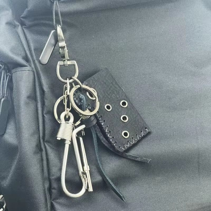 Vintage Genuine Leather Silver Jeans Carabiner keychain Size ONE SIZE - 2 Thumbnail